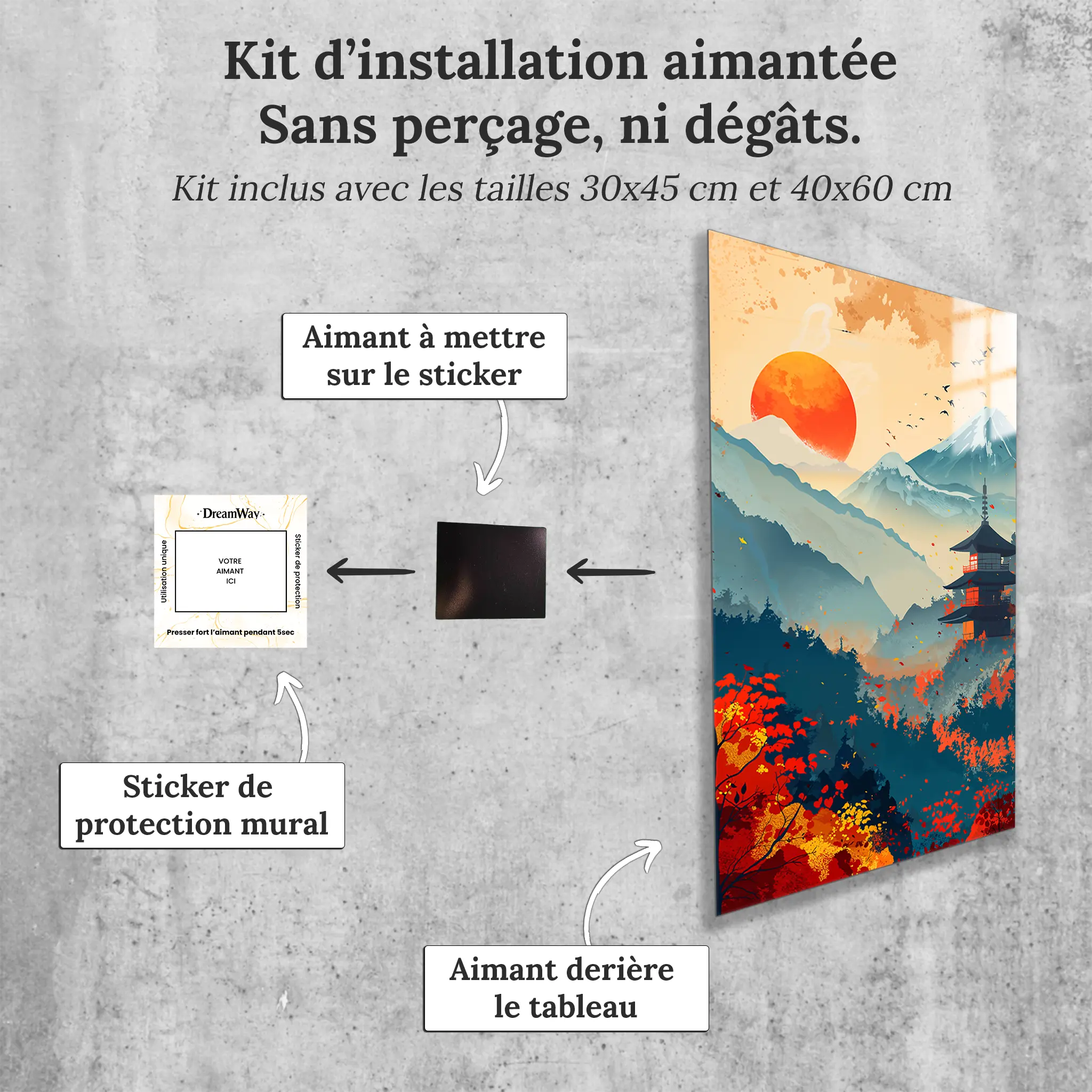 tableau-japonais-contemporain-avec-installation-aimantee | DreamWay