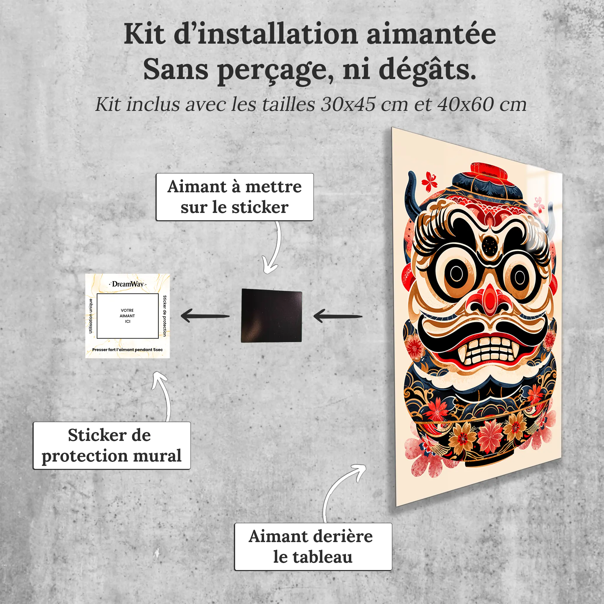 tableau-japonais-daruma-avec-installation-aimantee | DreamWay
