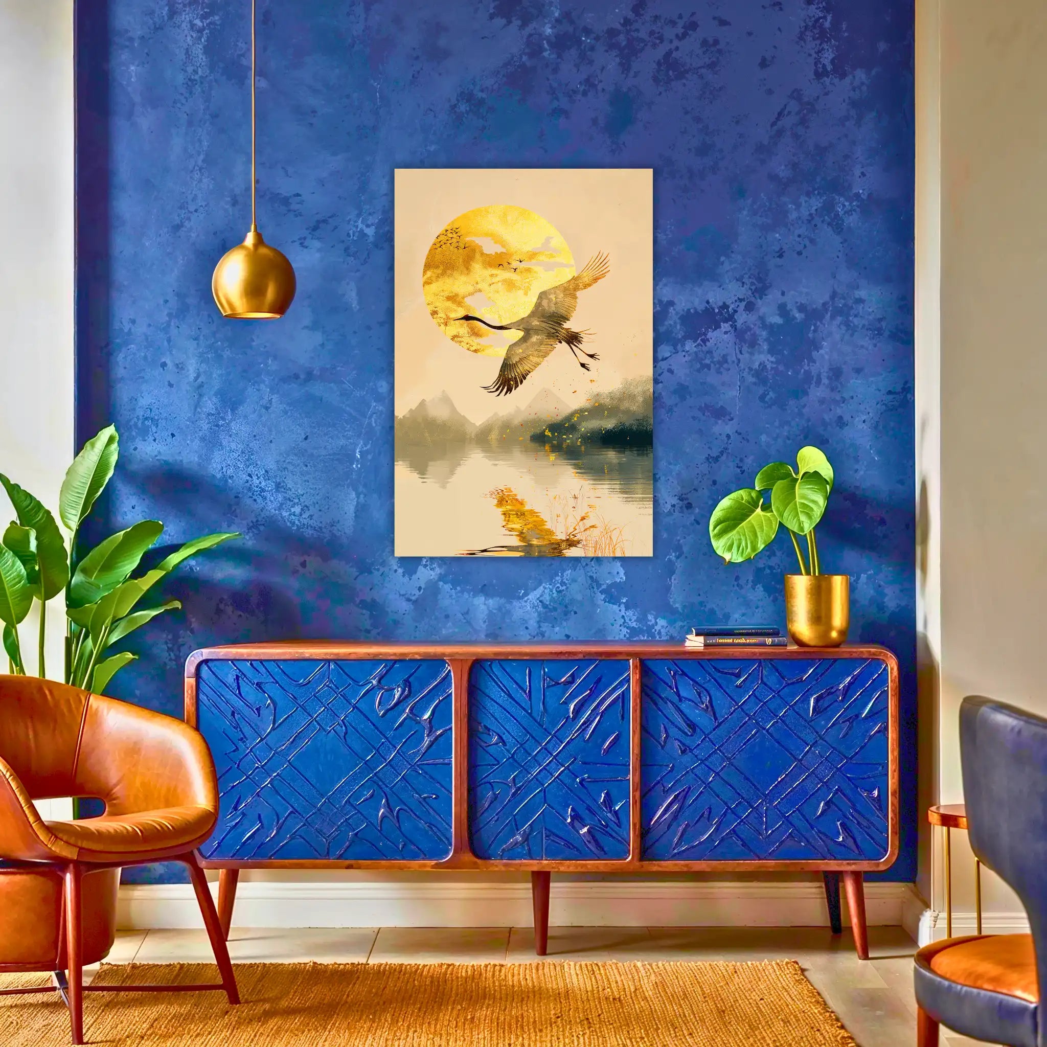 tableau-japonais-dore-au-dessus-du-buffet | DreamWay