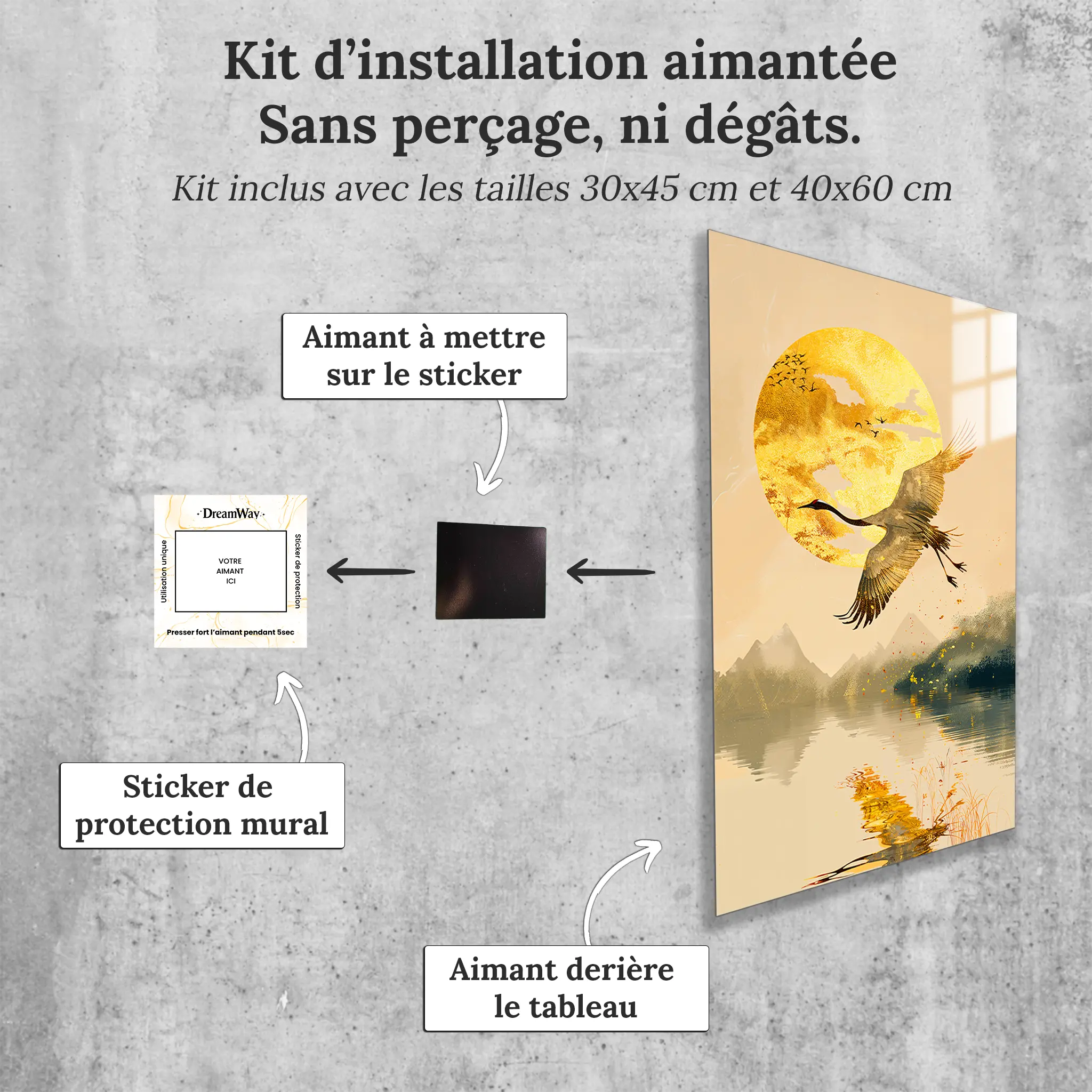 tableau-japonais-dore-avec-installation-aimantee | DreamWay