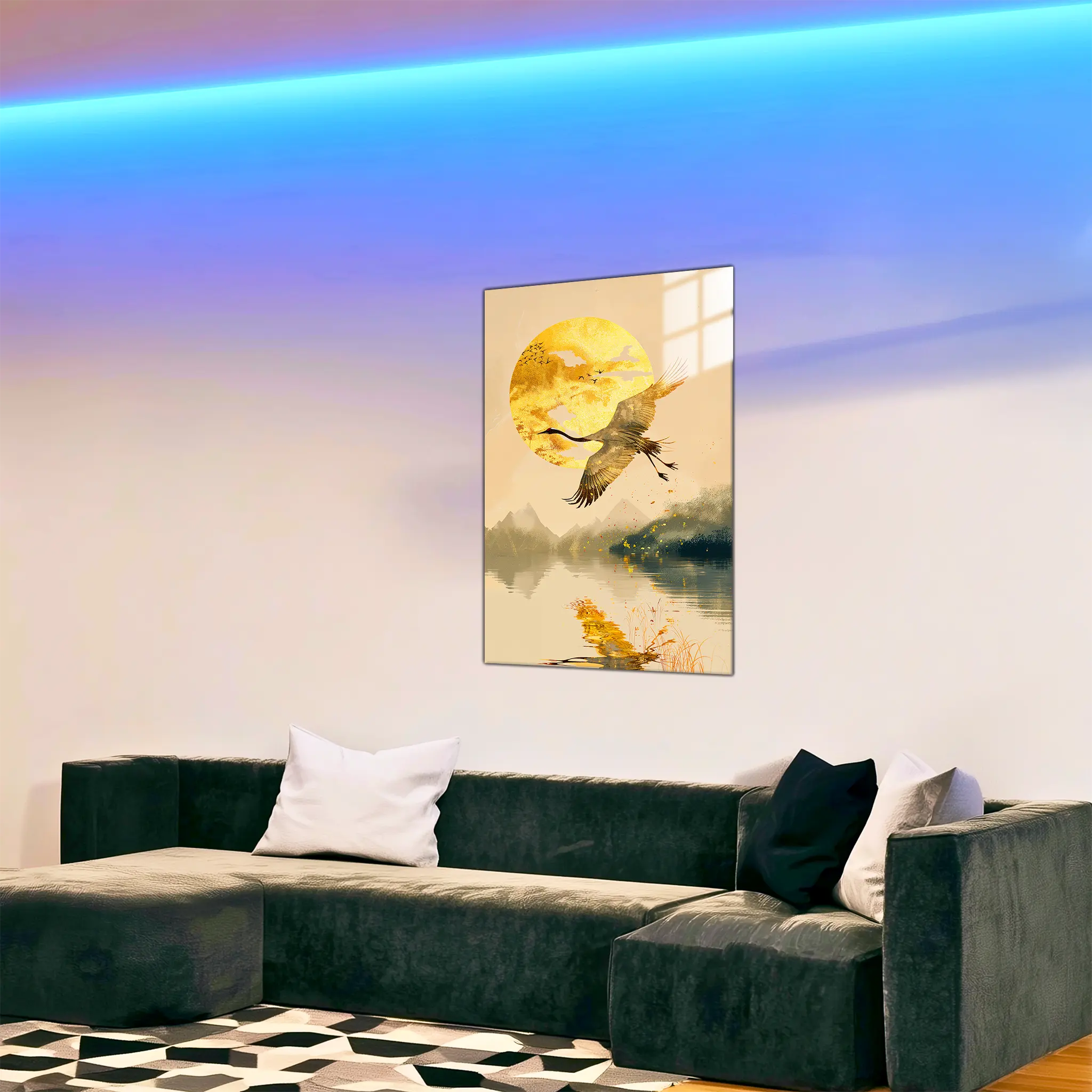 tableau-japonais-dore-dans-le-salon | DreamWay