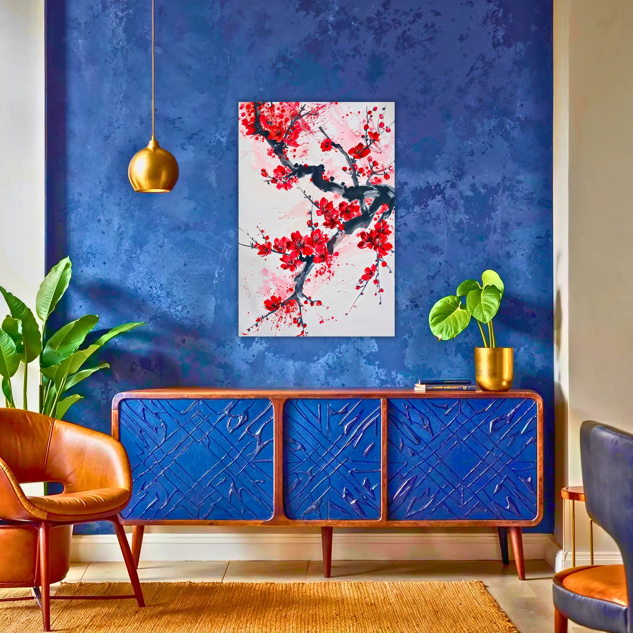 tableau-japonais-fleurs-au-dessus-du-buffet | DreamWay