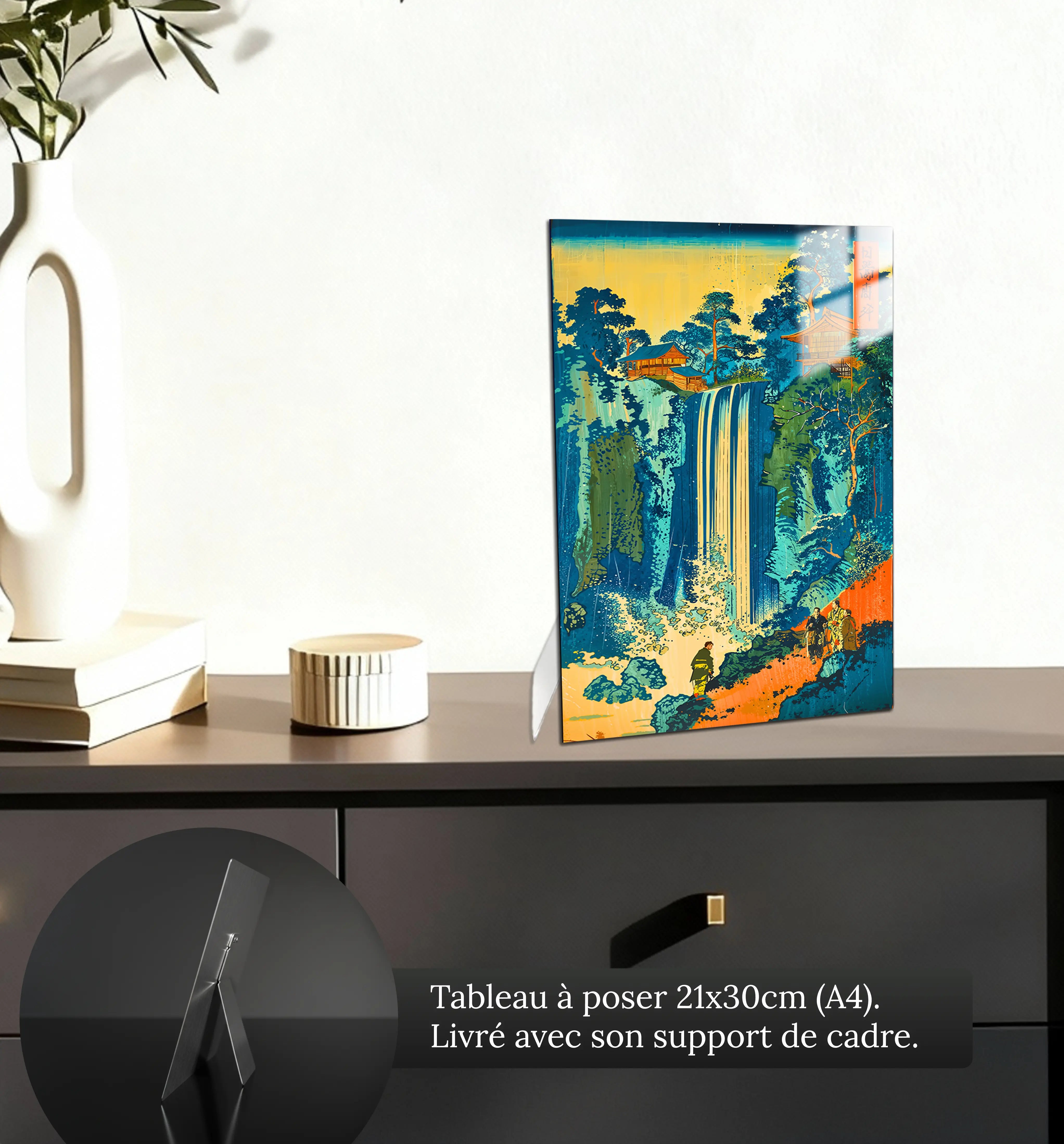 tableau-japonais-hokusai-La-Cascade-a-Ono-sur-la-Route-du-Kisokaido-Revisite-petit-format-a-poser-sur-meuble | DreamWay