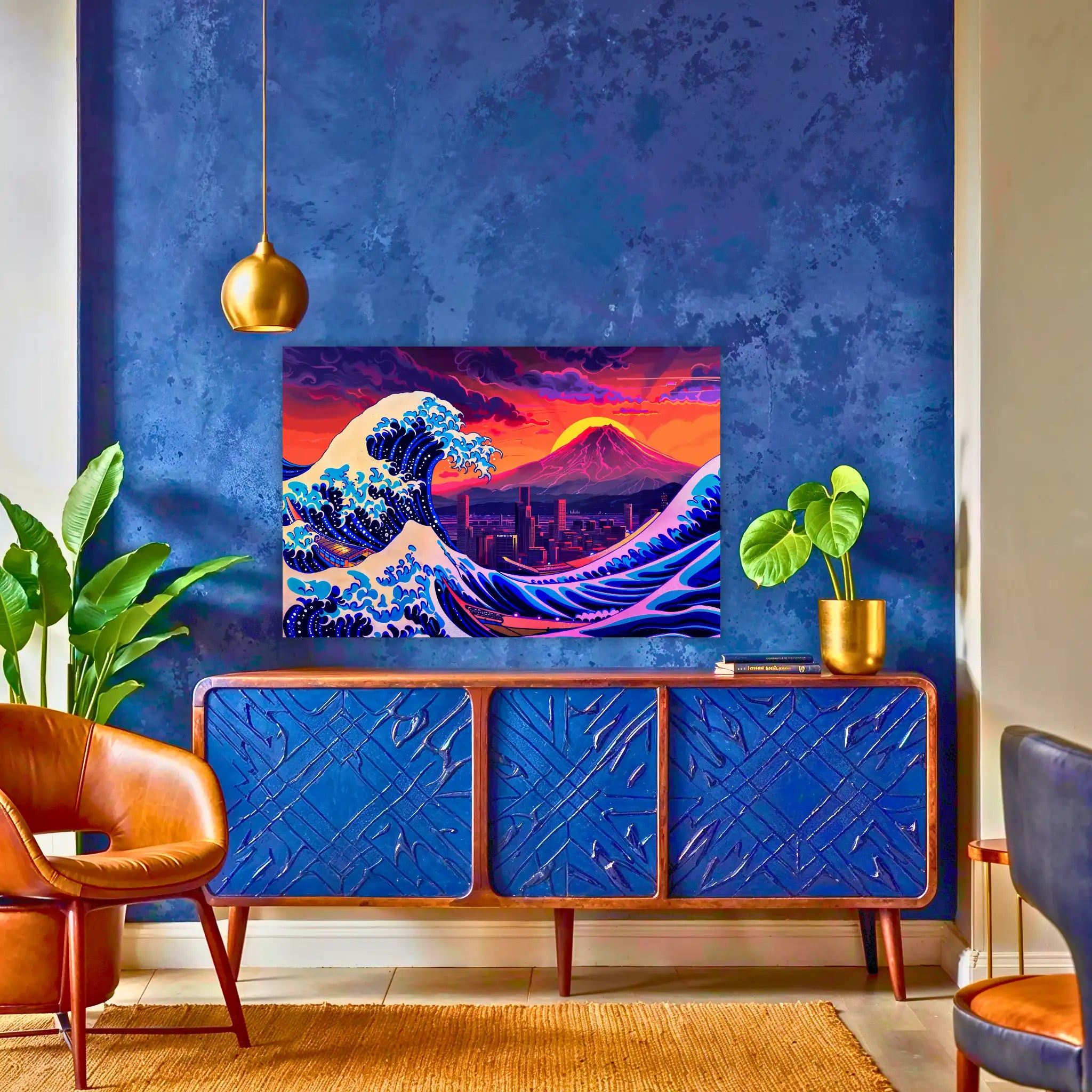 tableau-japonais-la-grande-vague-reproduction-moderne-au-dessus-du-buffet | DreamWay