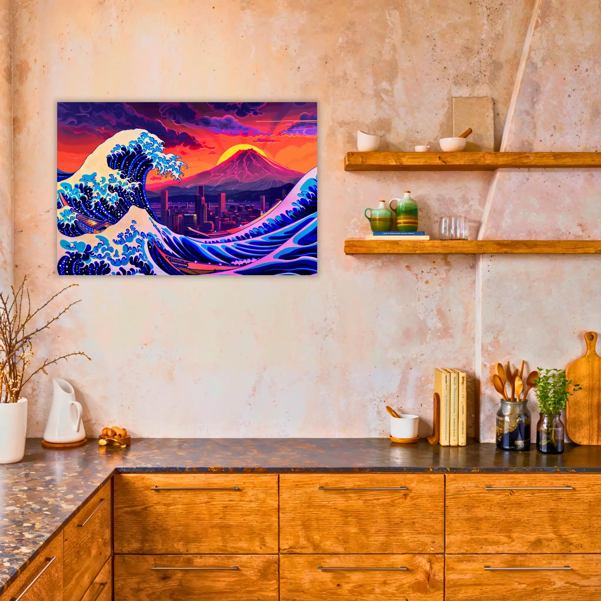 tableau-japonais-la-grande-vague-reproduction-moderne-dans-la-cuisine | DreamWay