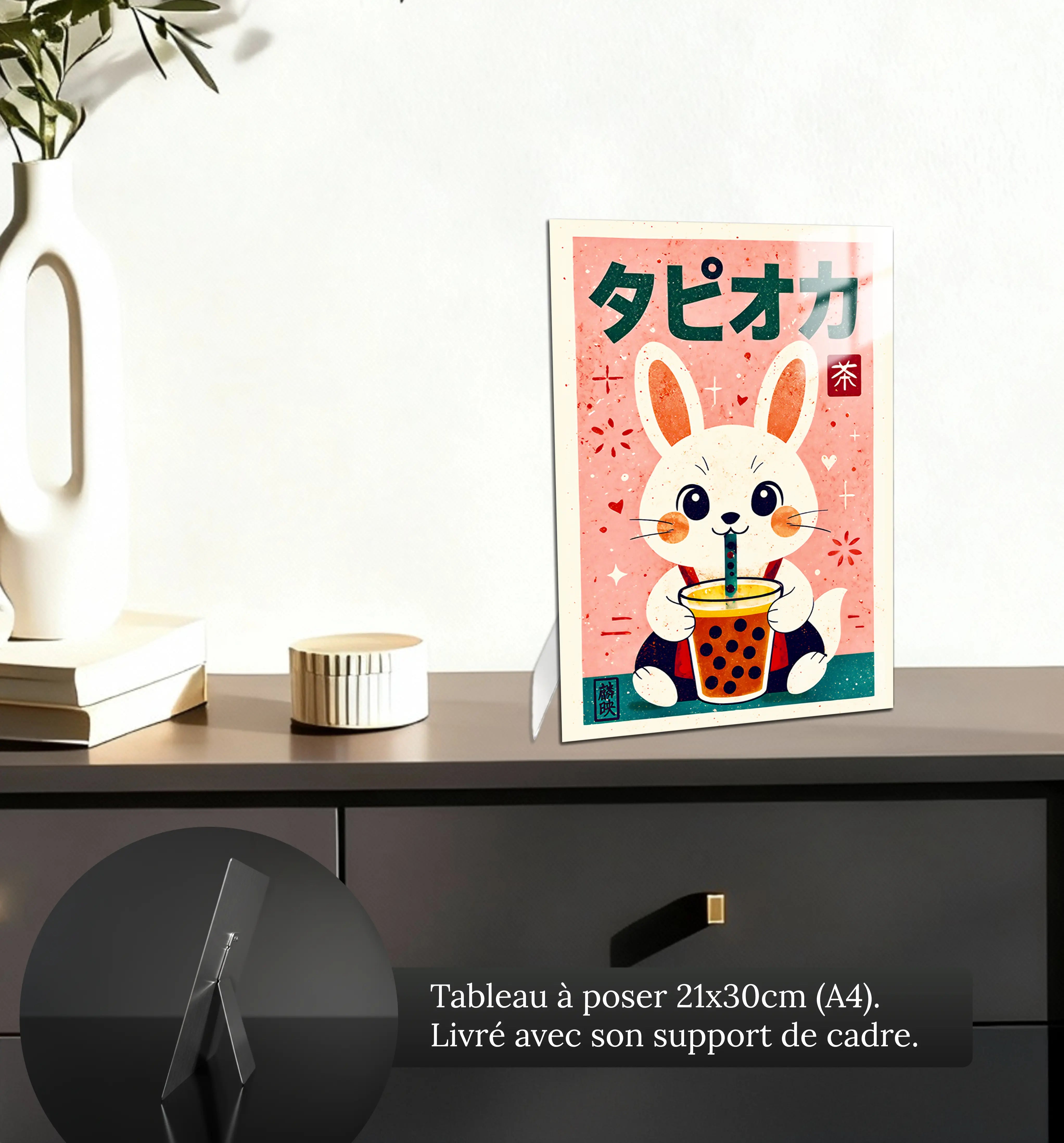 tableau-japonais-lapin-bubble-tea-petit-format-a-poser-sur-meuble | DreamWay