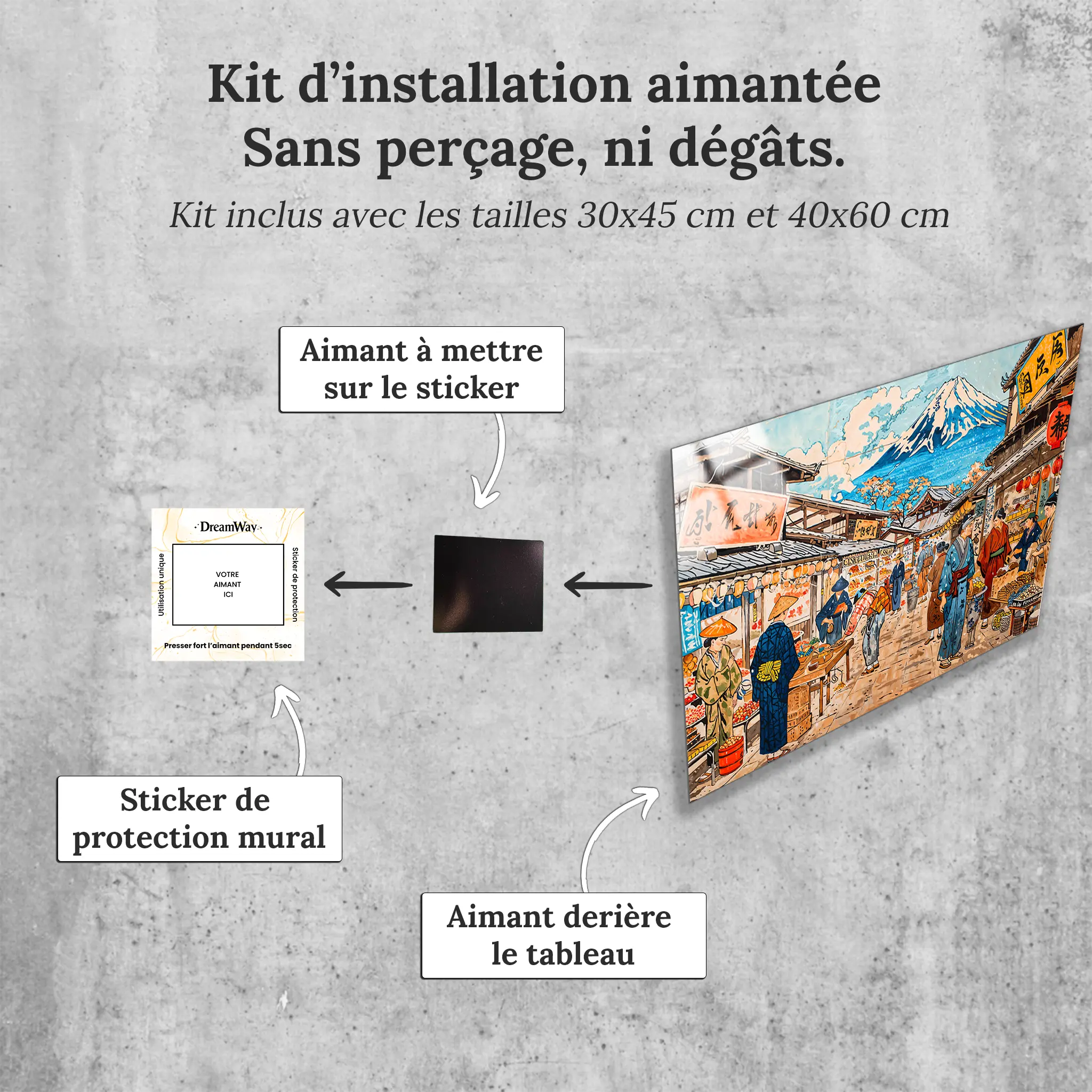 tableau-japonais-marche-poisson-avec-installation-aimantee | DreamWay