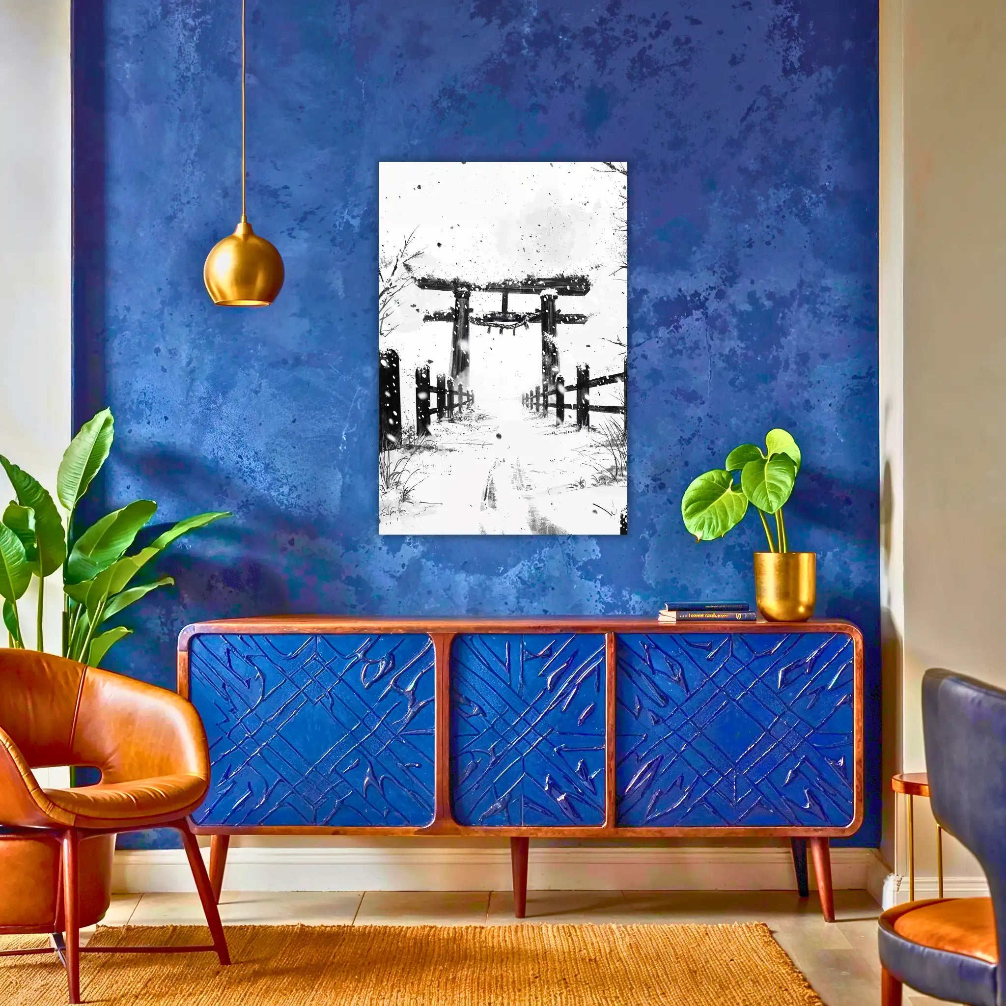 tableau-japonais-noir-et-blanc-au-dessus-du-buffet | DreamWay