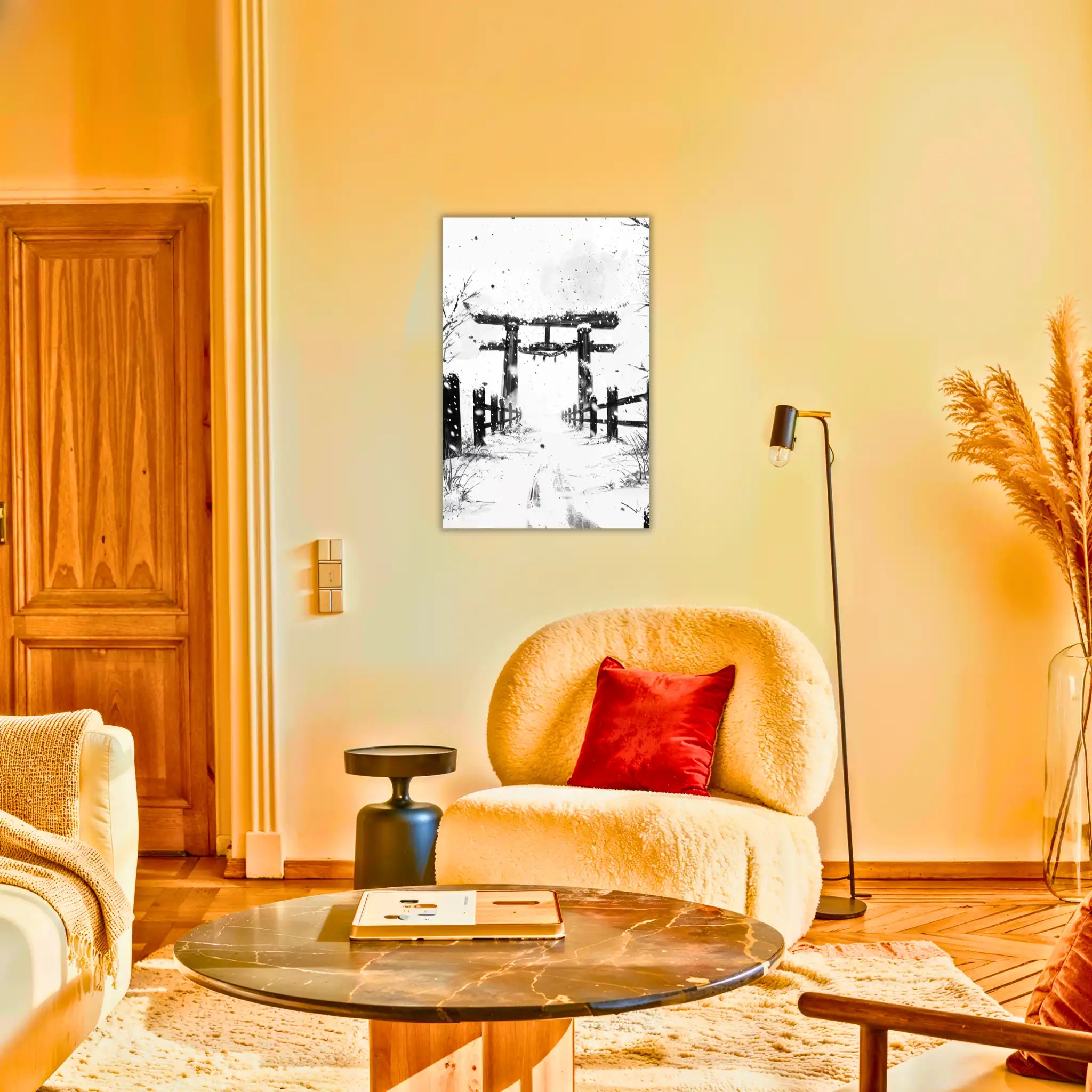 tableau-japonais-noir-et-blanc-au-salon | DreamWay