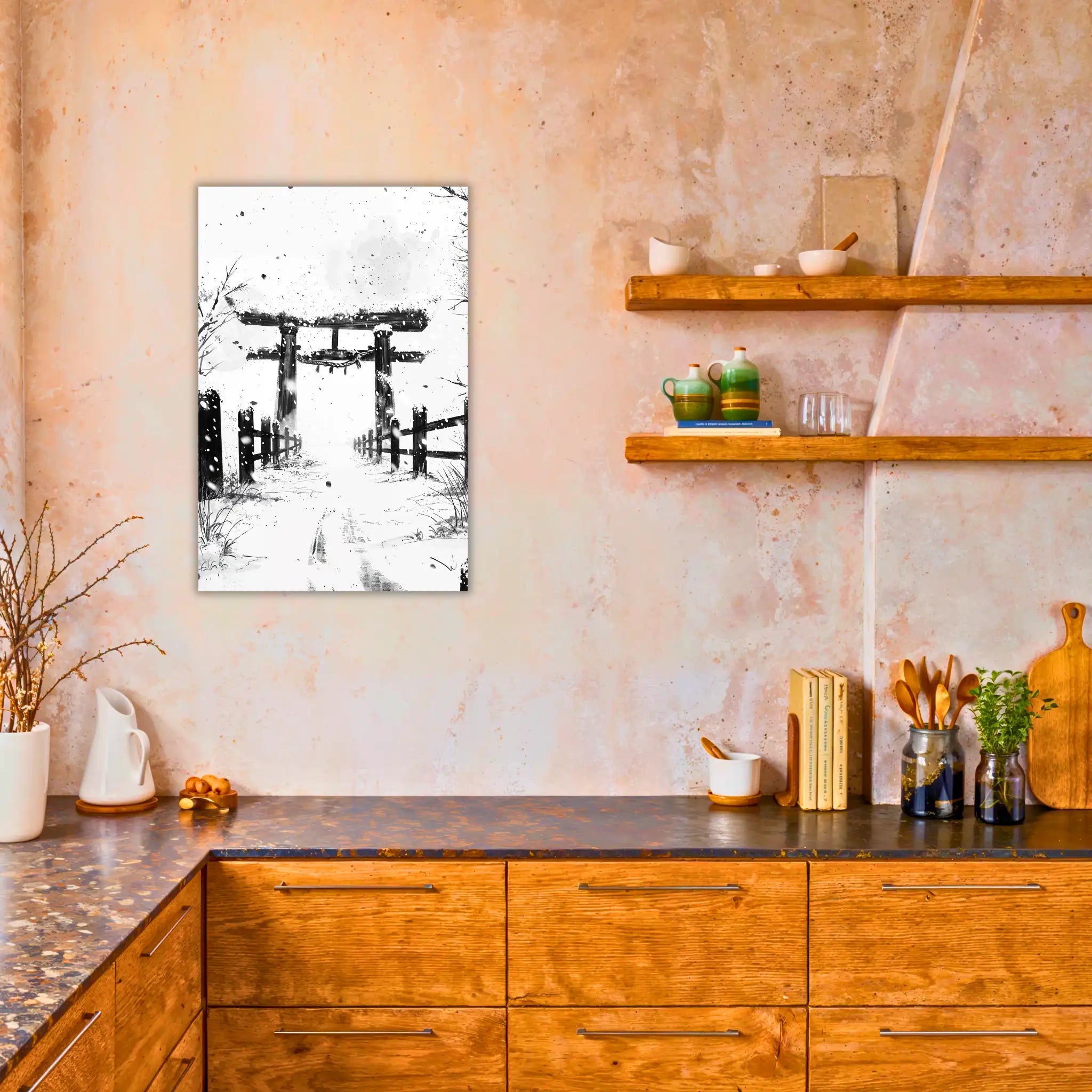 tableau-japonais-noir-et-blanc-dans-la-cuisine | DreamWay