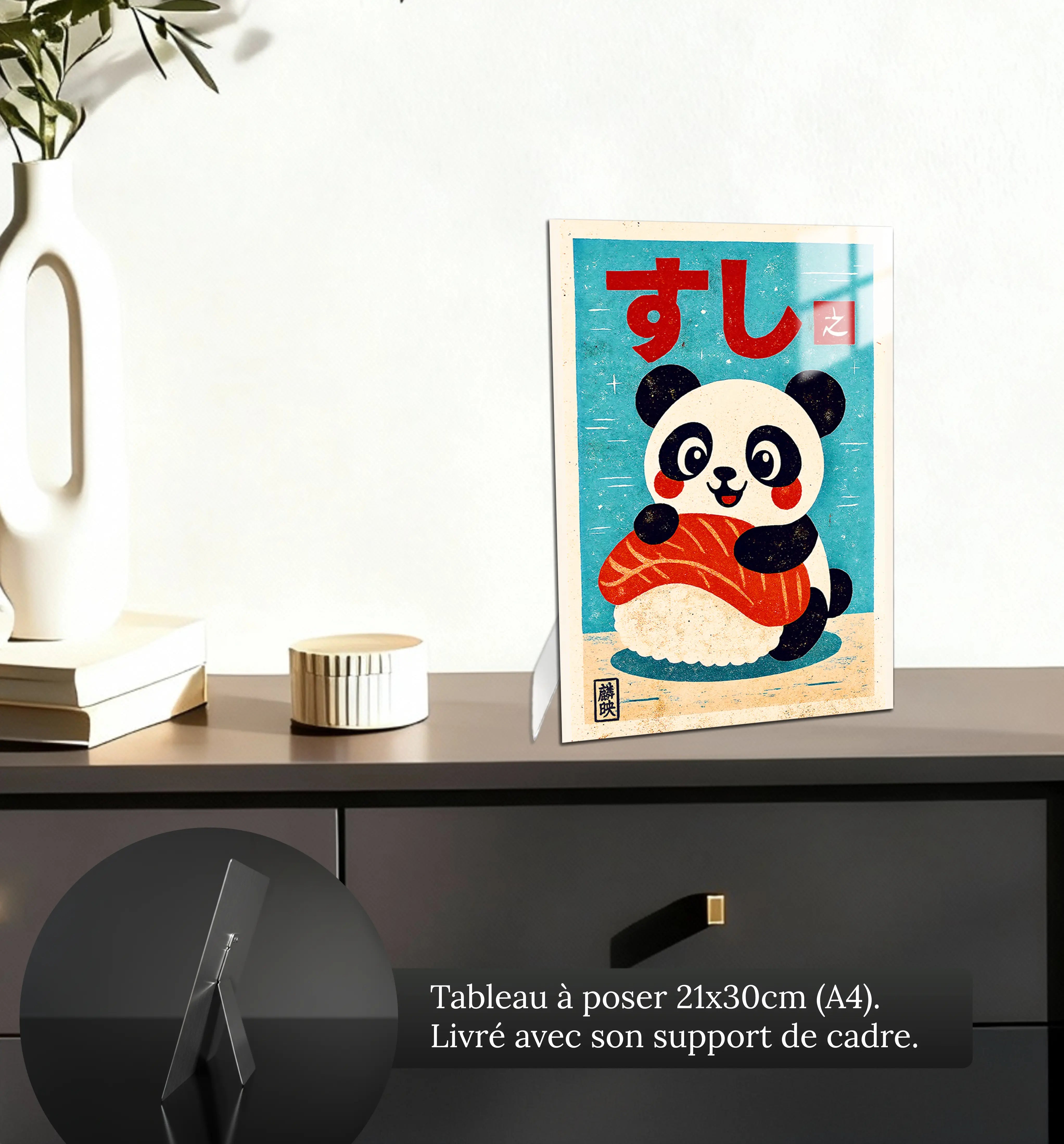 tableau-japonais-panda-sushi-petit-format-a-poser-sur-meuble | DreamWay