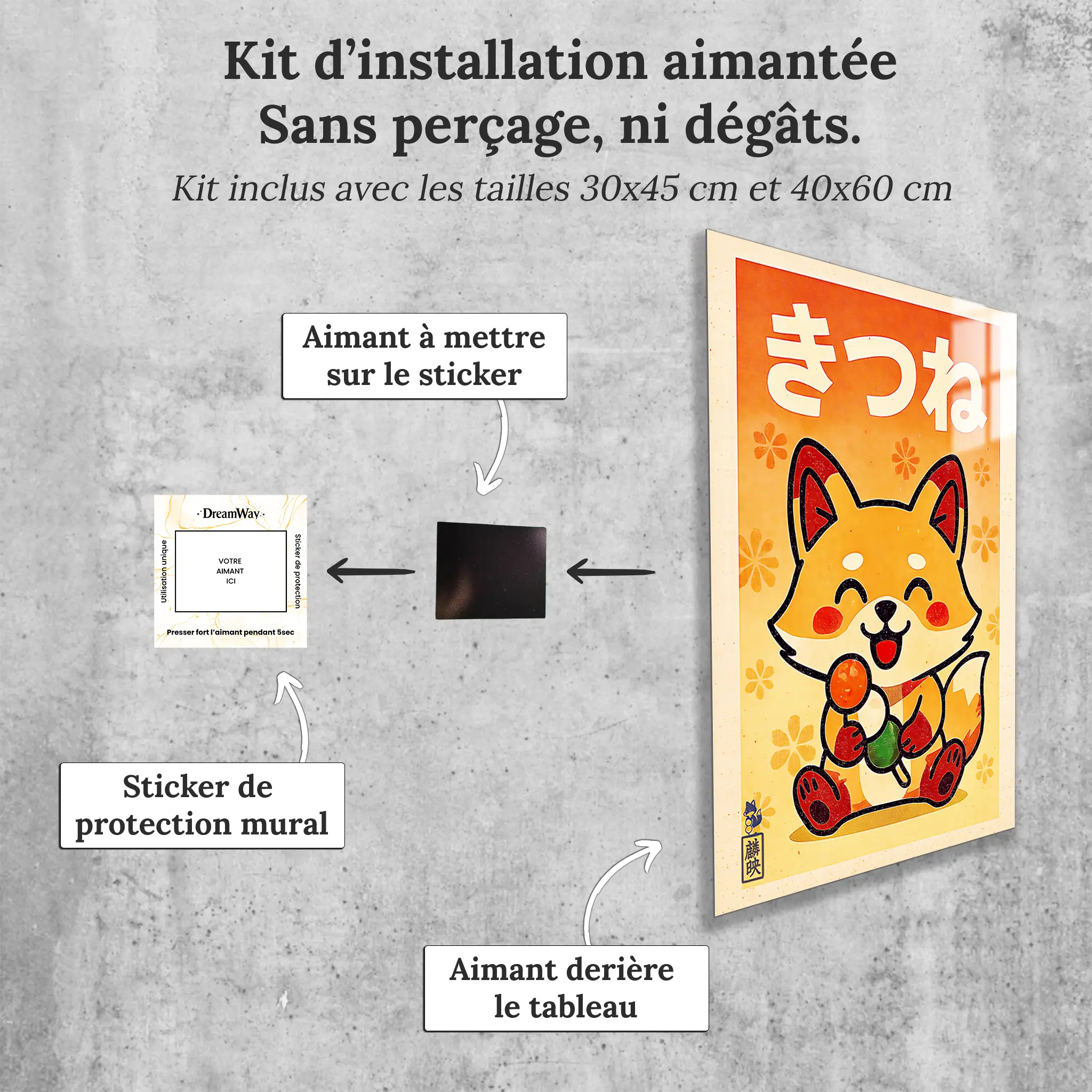 tableau-japonais-renard-dango-avec-installation-aimantee | DreamWay