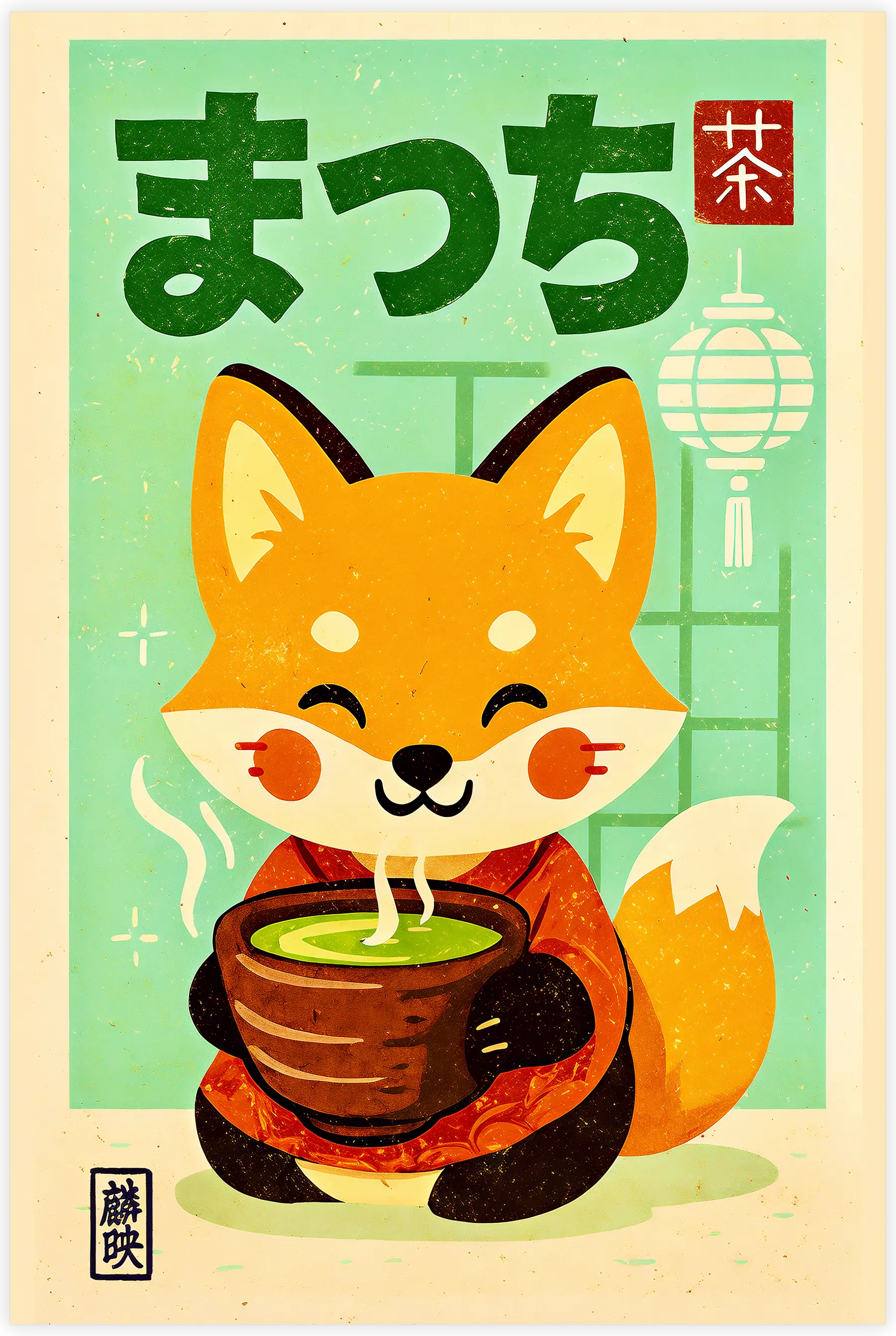 tableau-japonais-renard-matcha | DreamWay