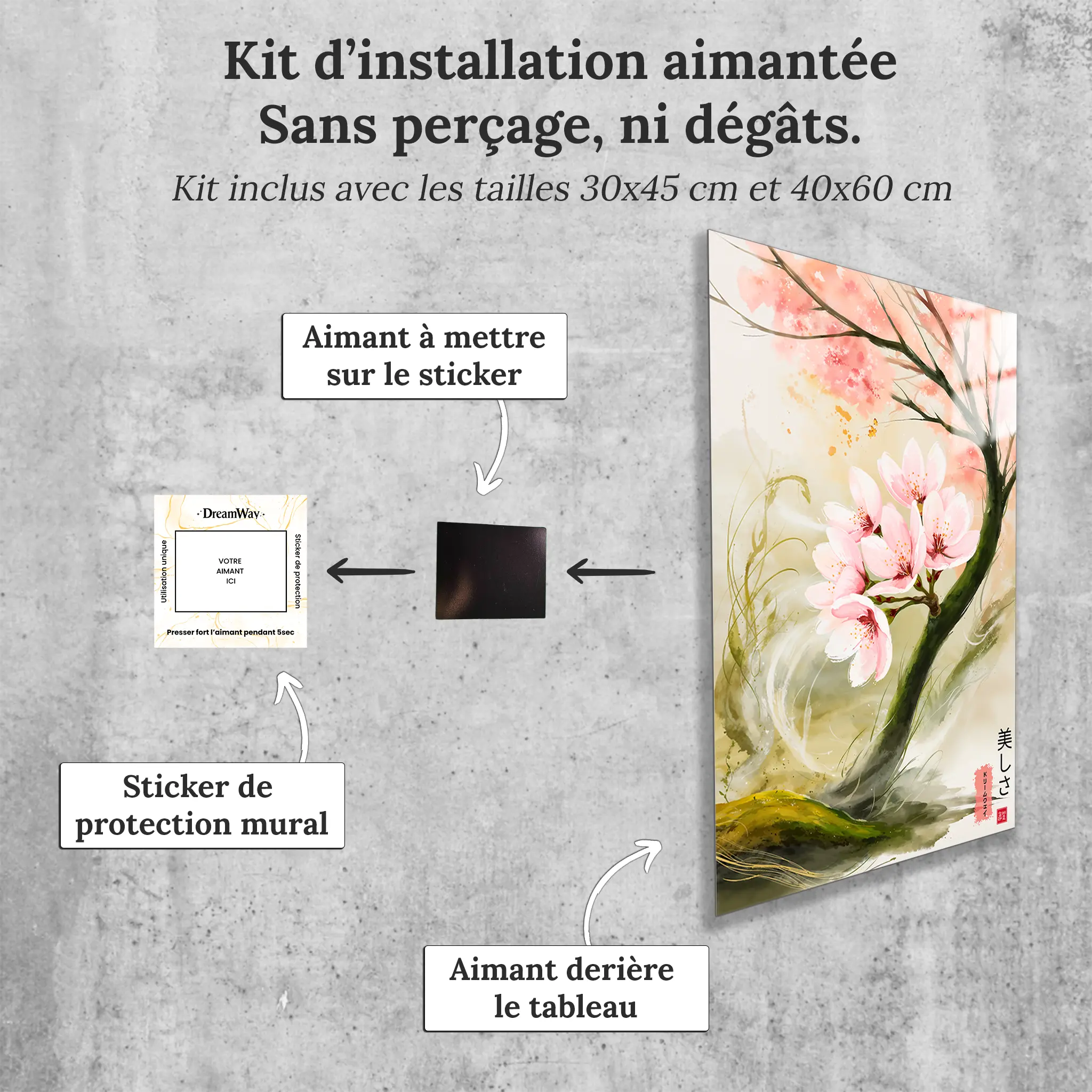 tableau-japonais-sakura-avec-installation-aimantee | DreamWay