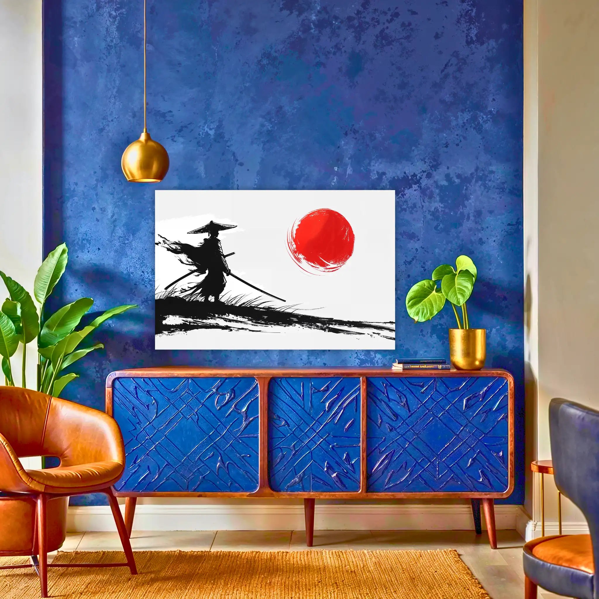 tableau-japonais-samourai-au-dessus-du-buffet | DreamWay