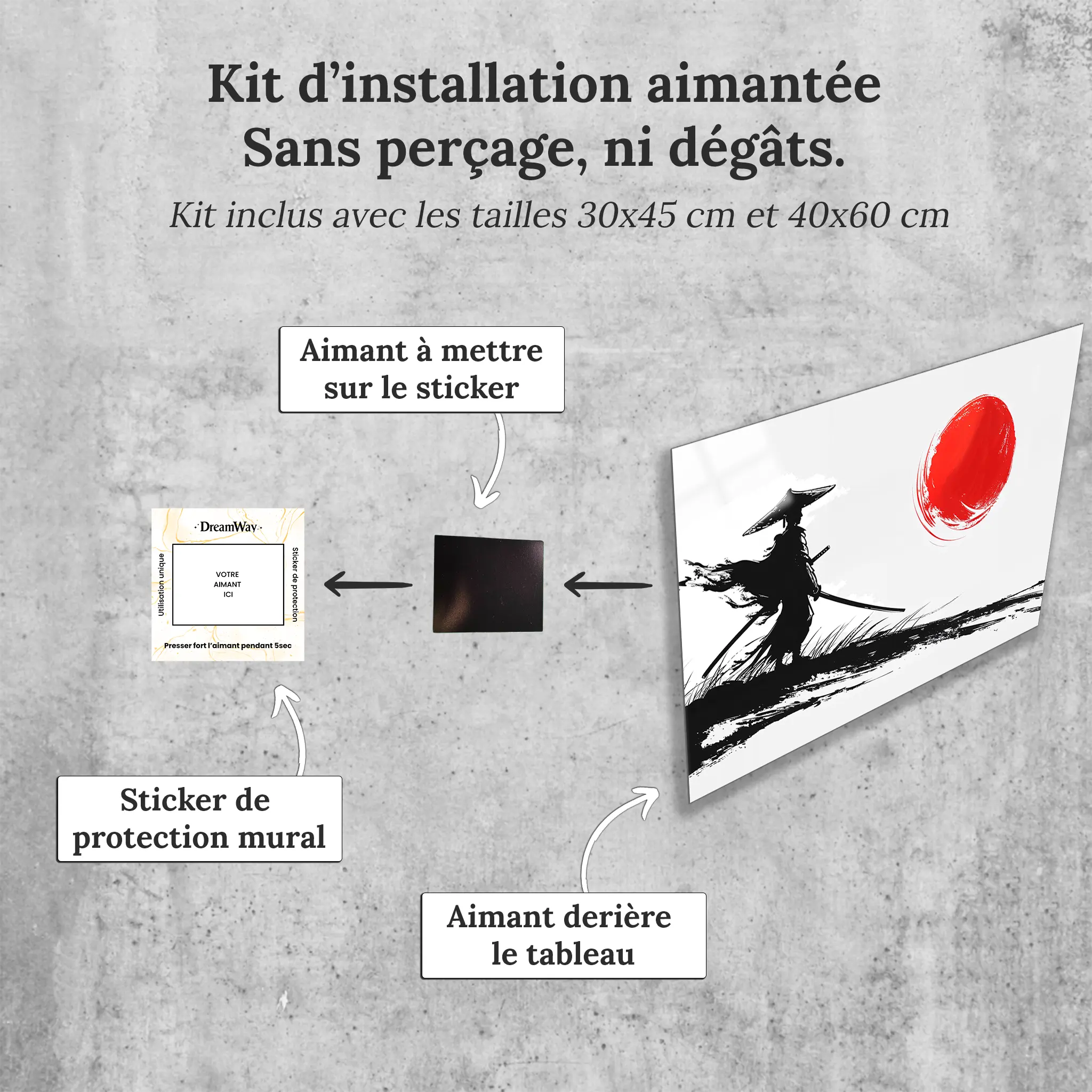 tableau-japonais-samourai-avec-installation-aimantee | DreamWay