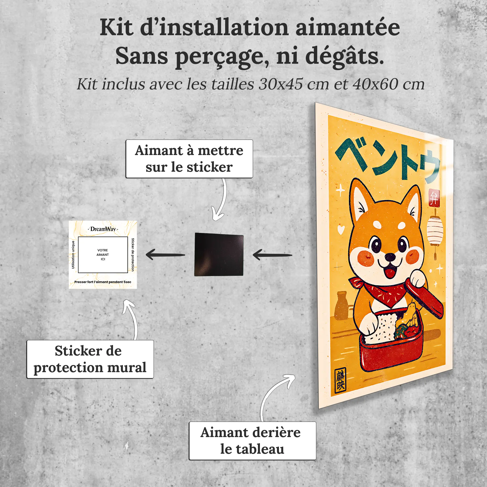 tableau-japonais-shiba-bento-avec-installation-aimantee | DreamWay