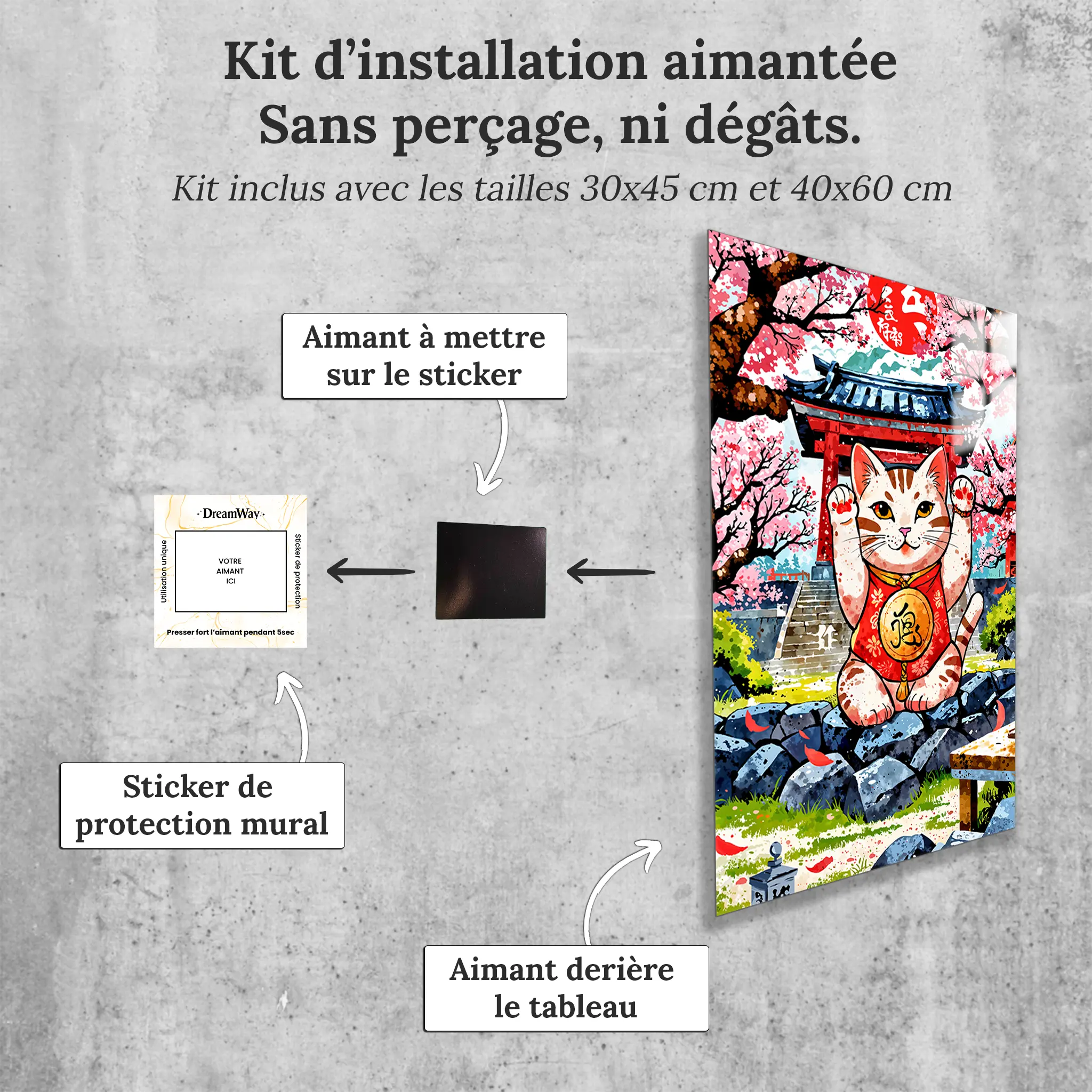 tableau-japonais-symbole-du-bonheur-avec-installation-aimantee | DreamWay