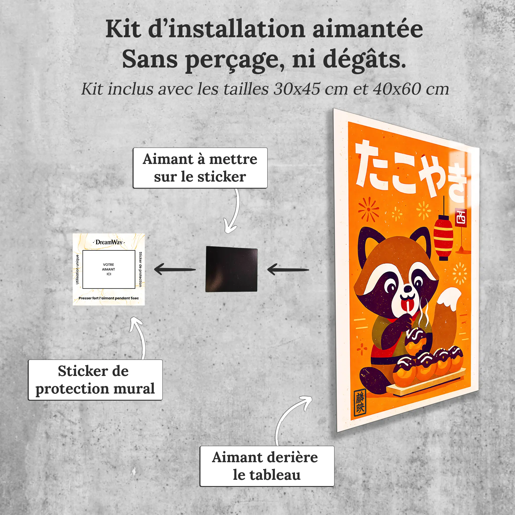 tableau-japonais-tanuki-takoyaki-avec-installation-aimantee | DreamWay