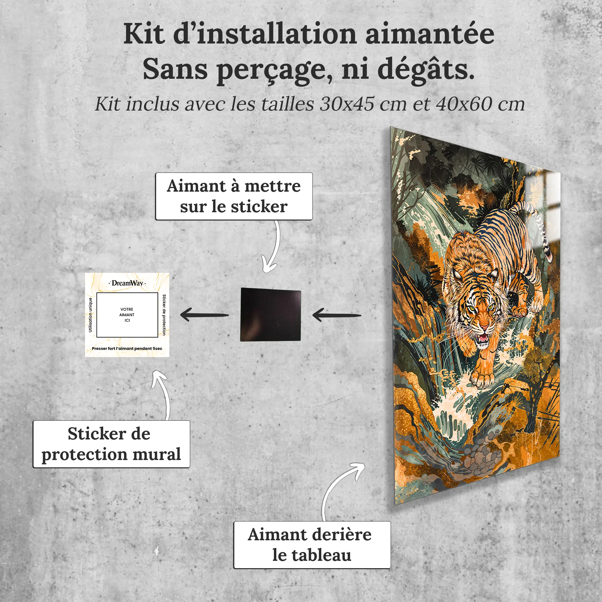 tableau-japonais-tigre-avec-installation-aimantee | DreamWay