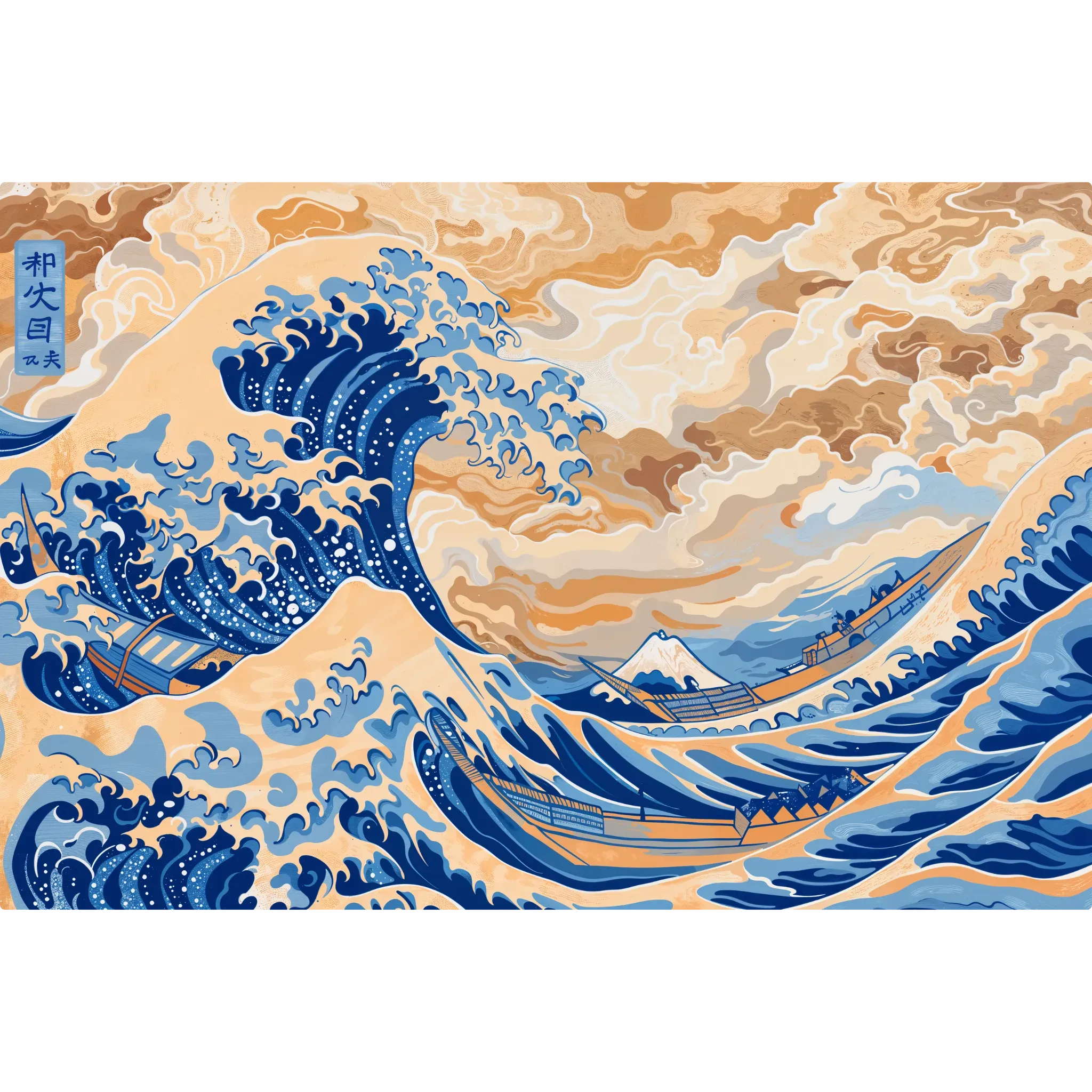 tableau-japonais-vague-reproduction-revisite | DreamWay