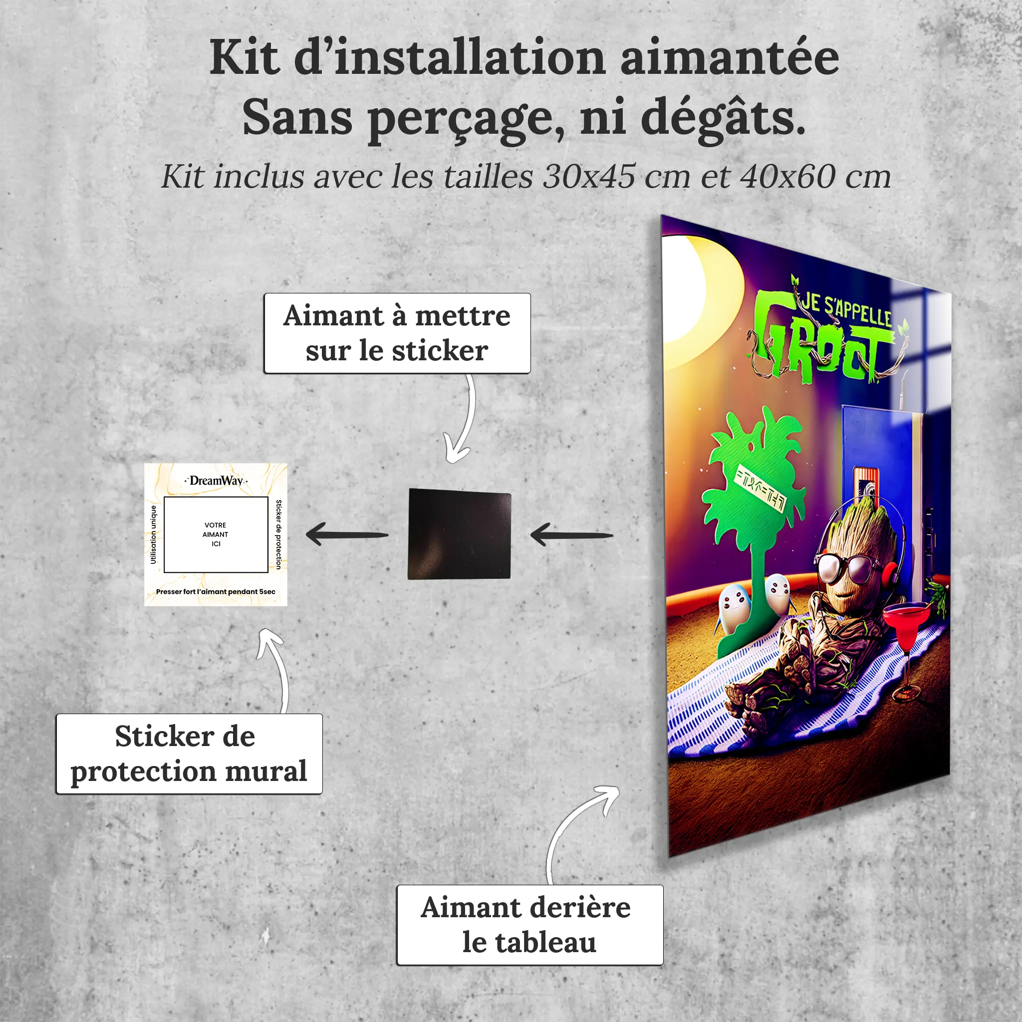 tableau-je-s-appelle-groot-affiche-avec-installation-aimantee | DreamWay