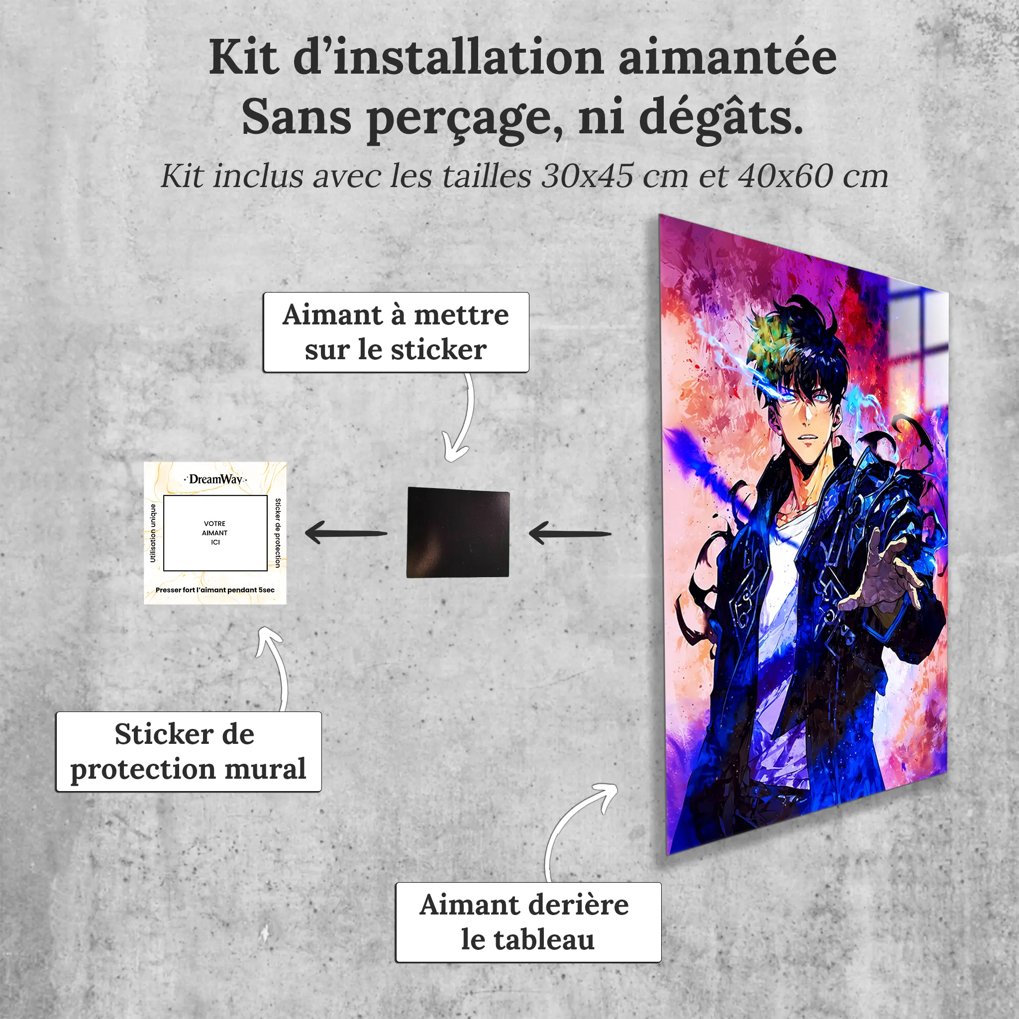 tableau-jin-woo-colore-avec-installation-aimantee | DreamWay