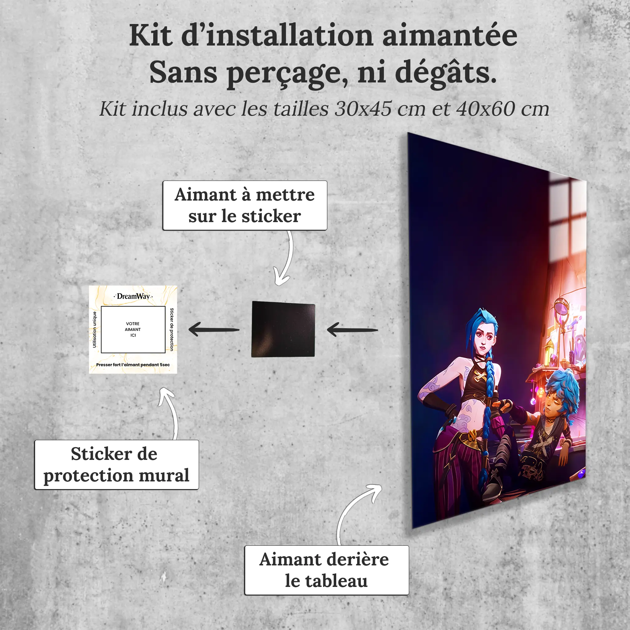 tableau-jinx-et-isha-le-duo-avec-installation-aimantee | DreamWay