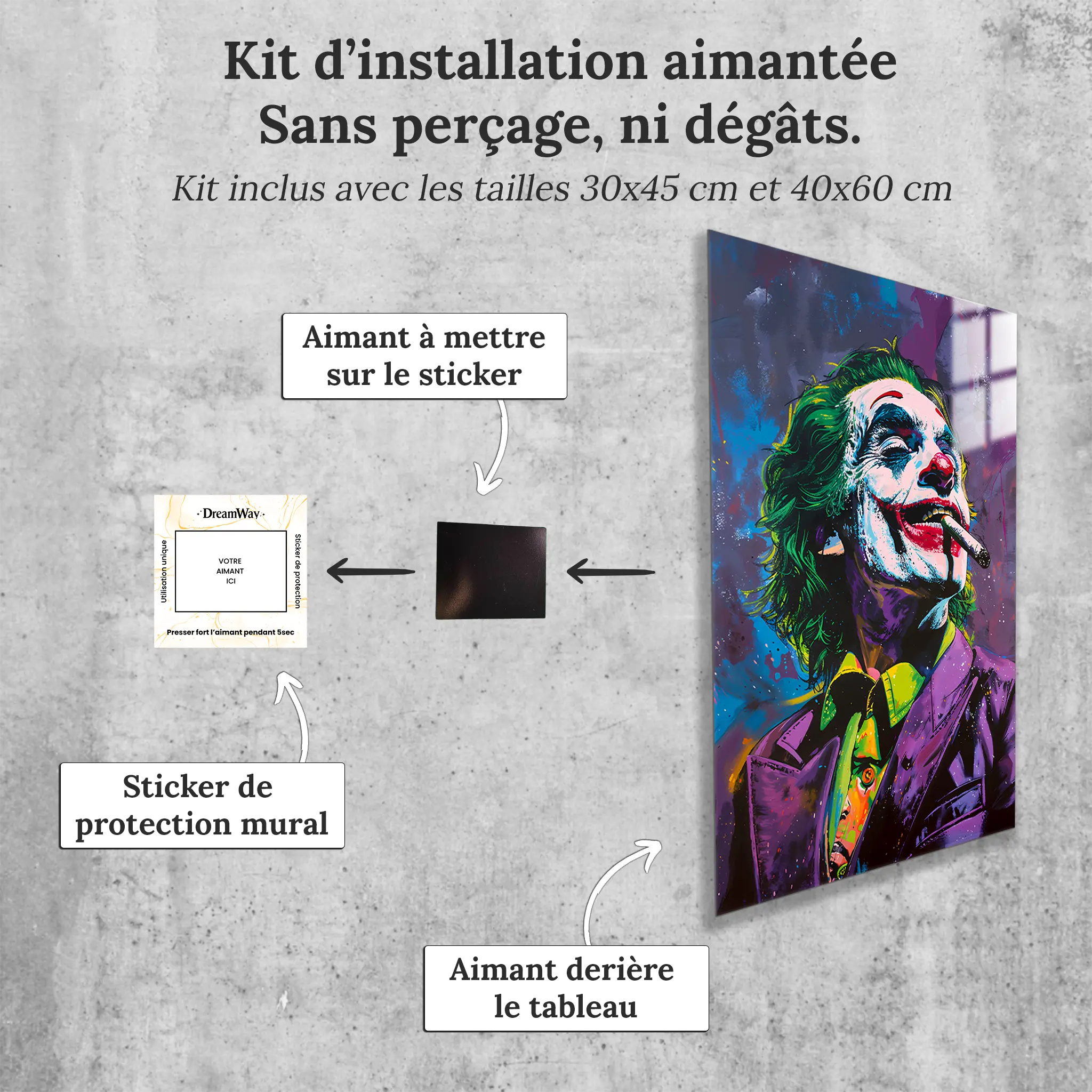 tableau-joker-pop-art-avec-installation-aimantee | DreamWay