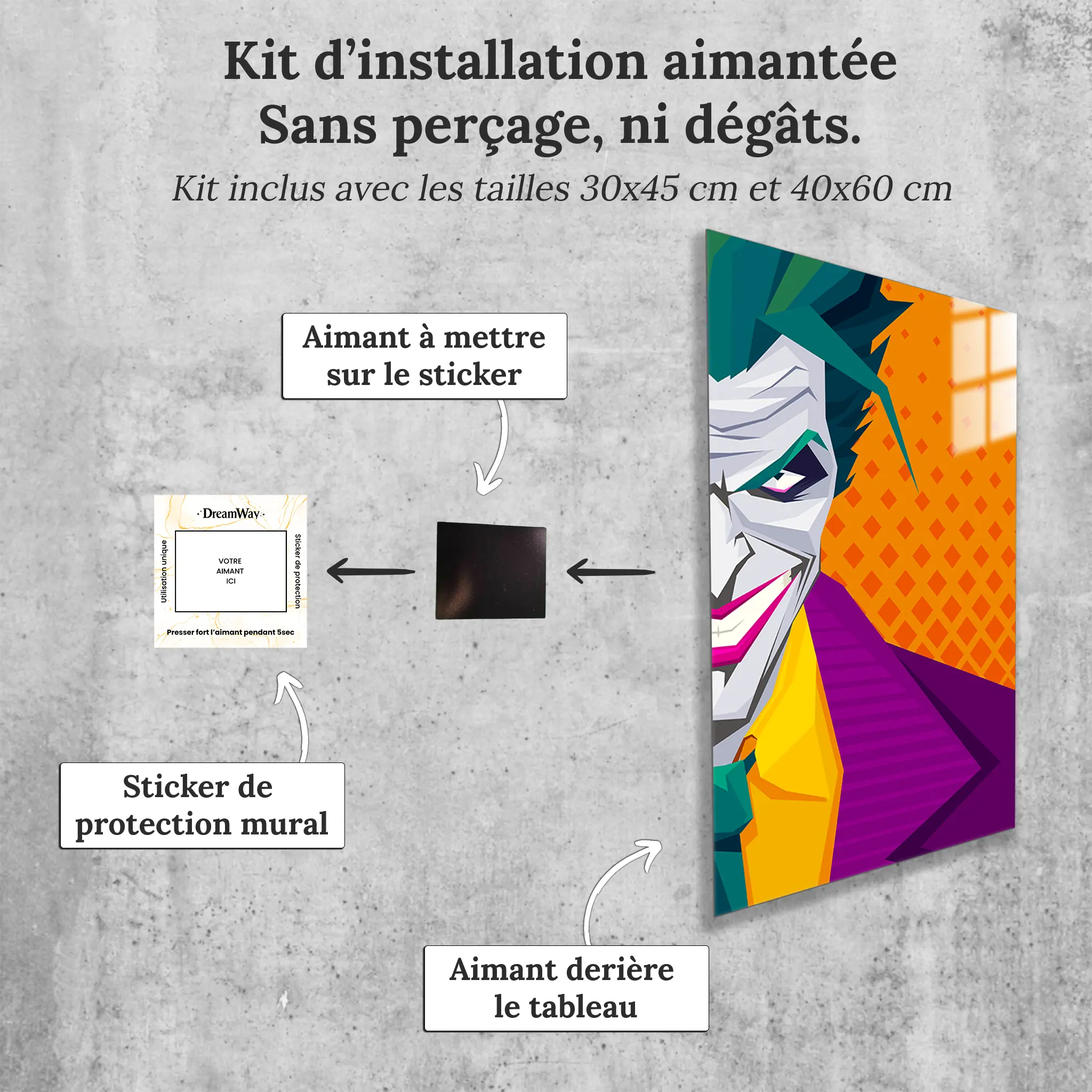 tableau-joker-portrait-avec-installation-aimantee | DreamWay