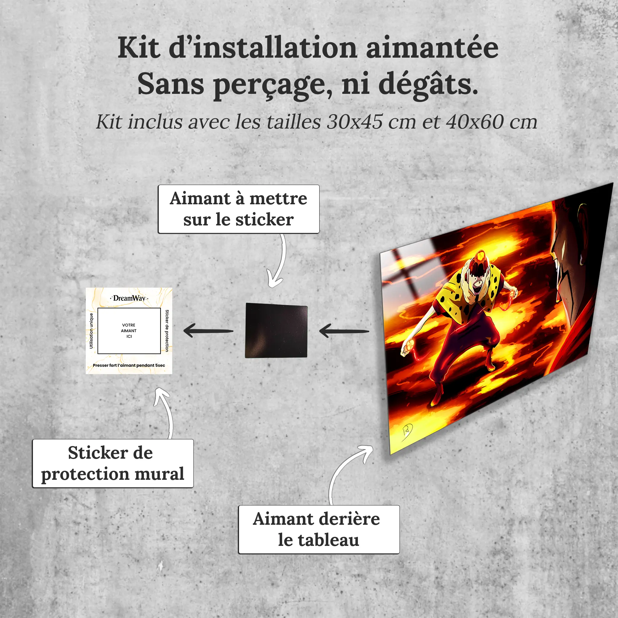 tableau-jujutsu-kaisen-combat-avec-installation-aimantee | DreamWay