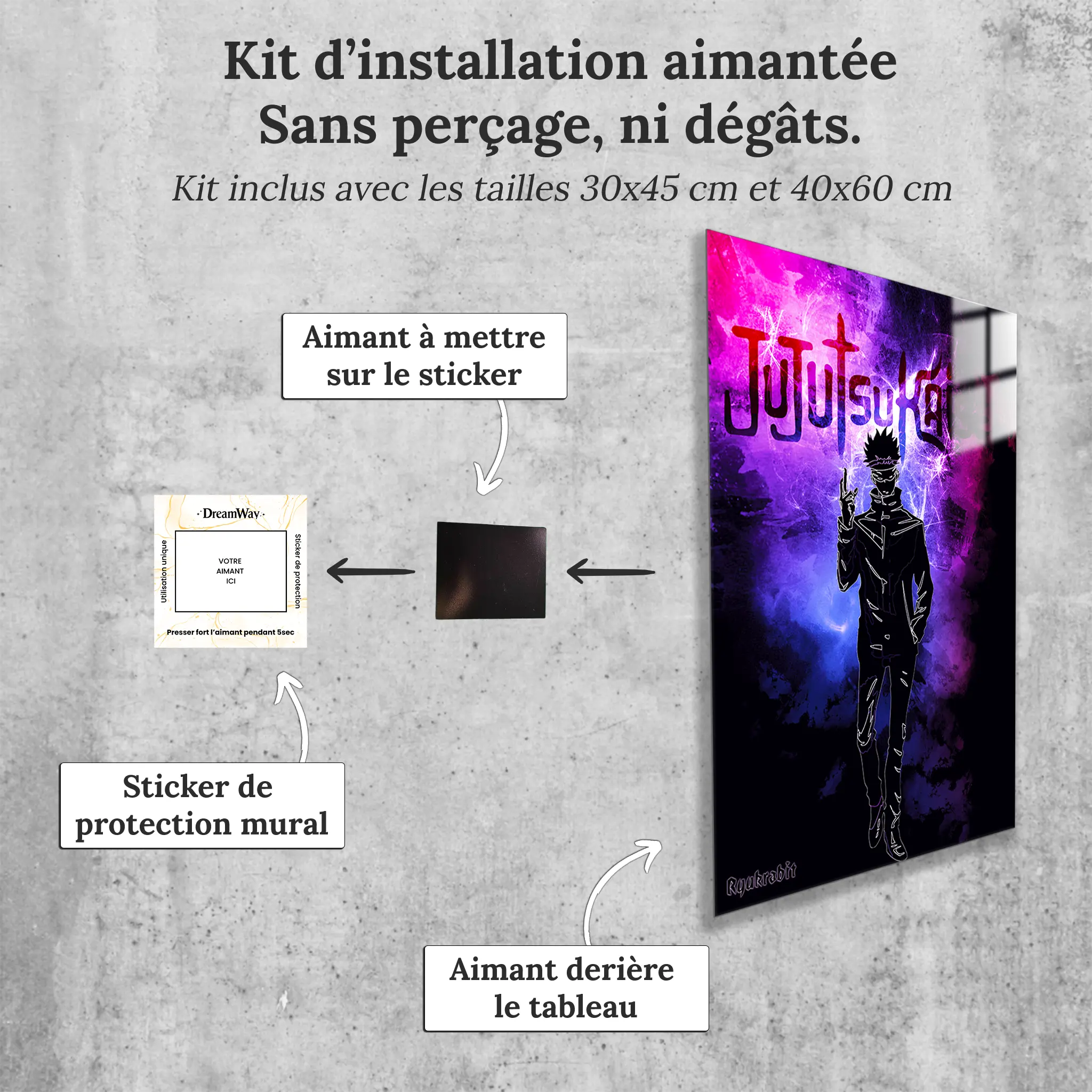 tableau-jujutsu-kaisen-gojo-satoru-avec-installation-aimantee | DreamWay