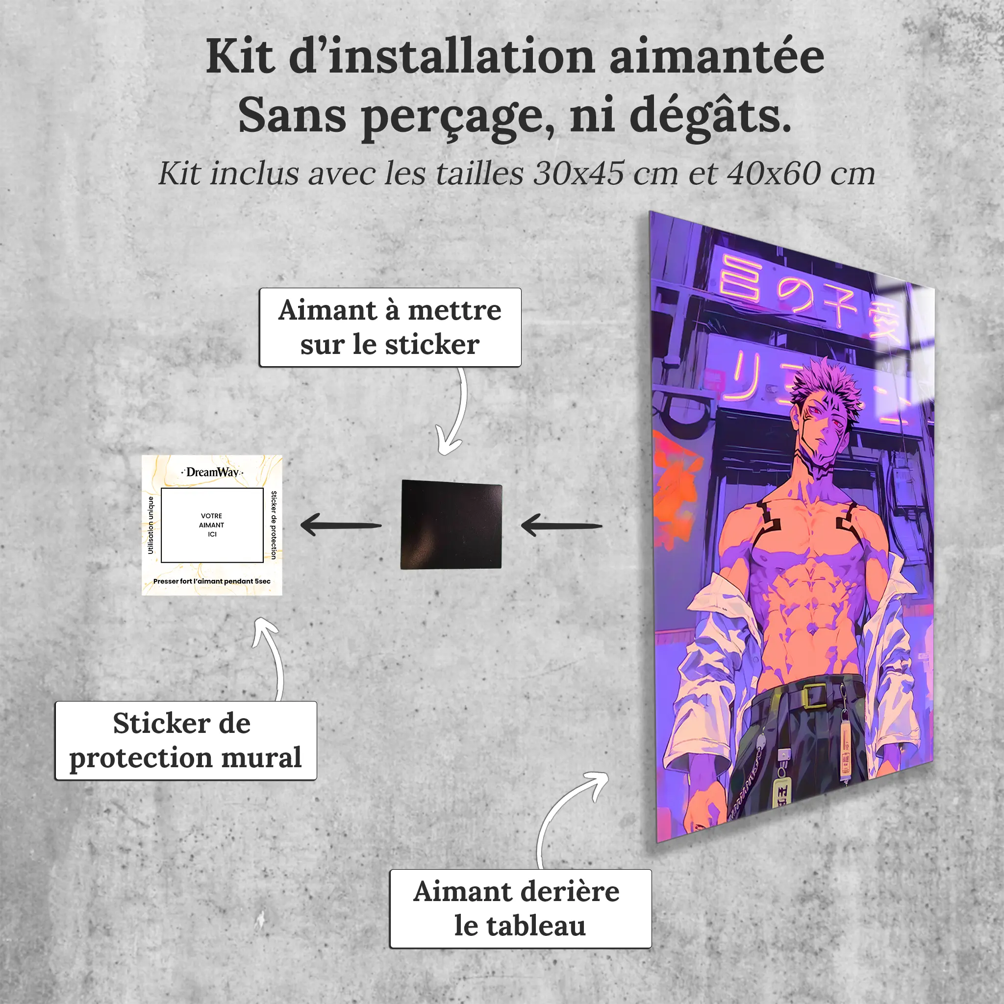 tableau-jujutsu-kaisen-sukuna-avec-installation-aimantee | DreamWay
