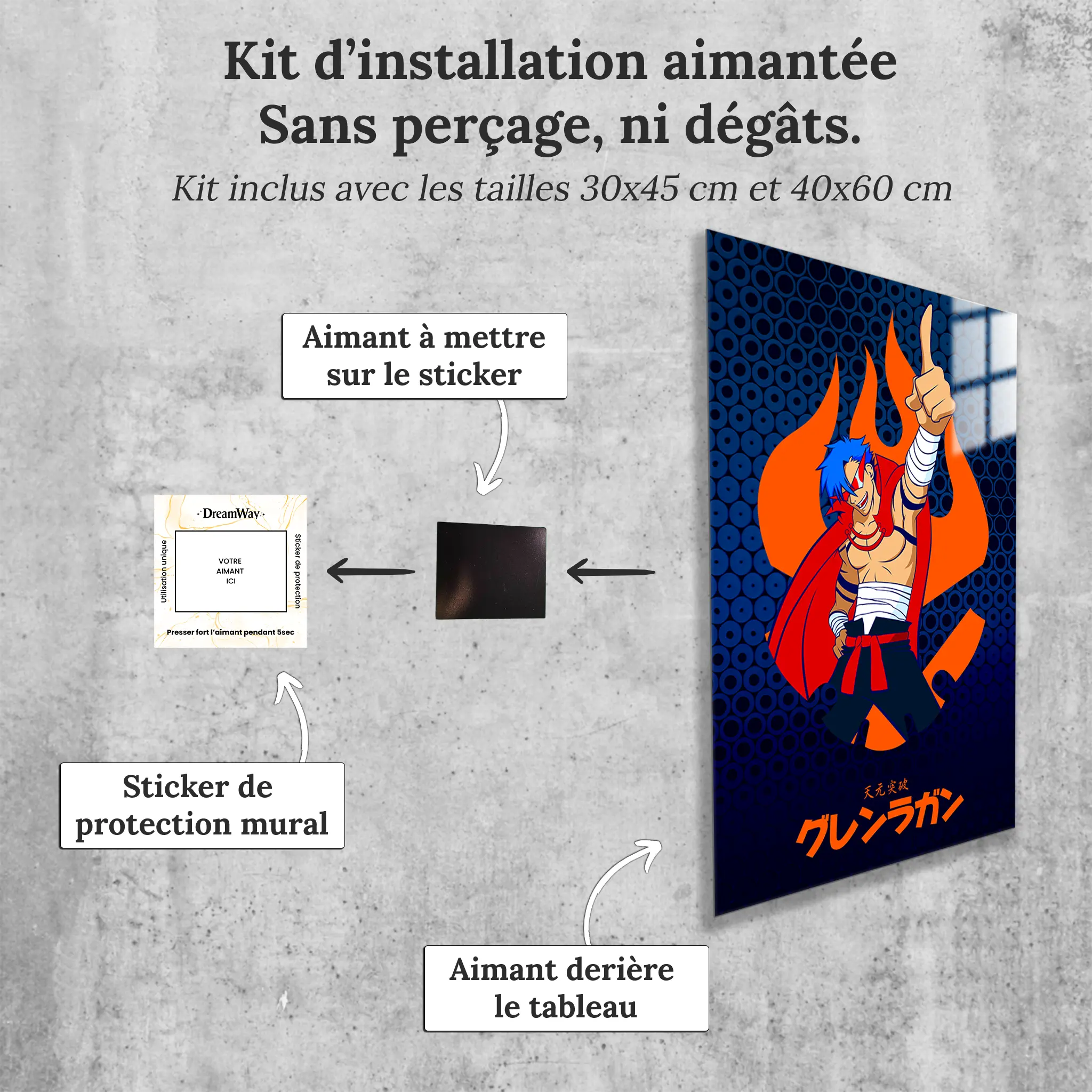tableau-kamina-gurren-lagann-avec-installation-aimantee | DreamWay