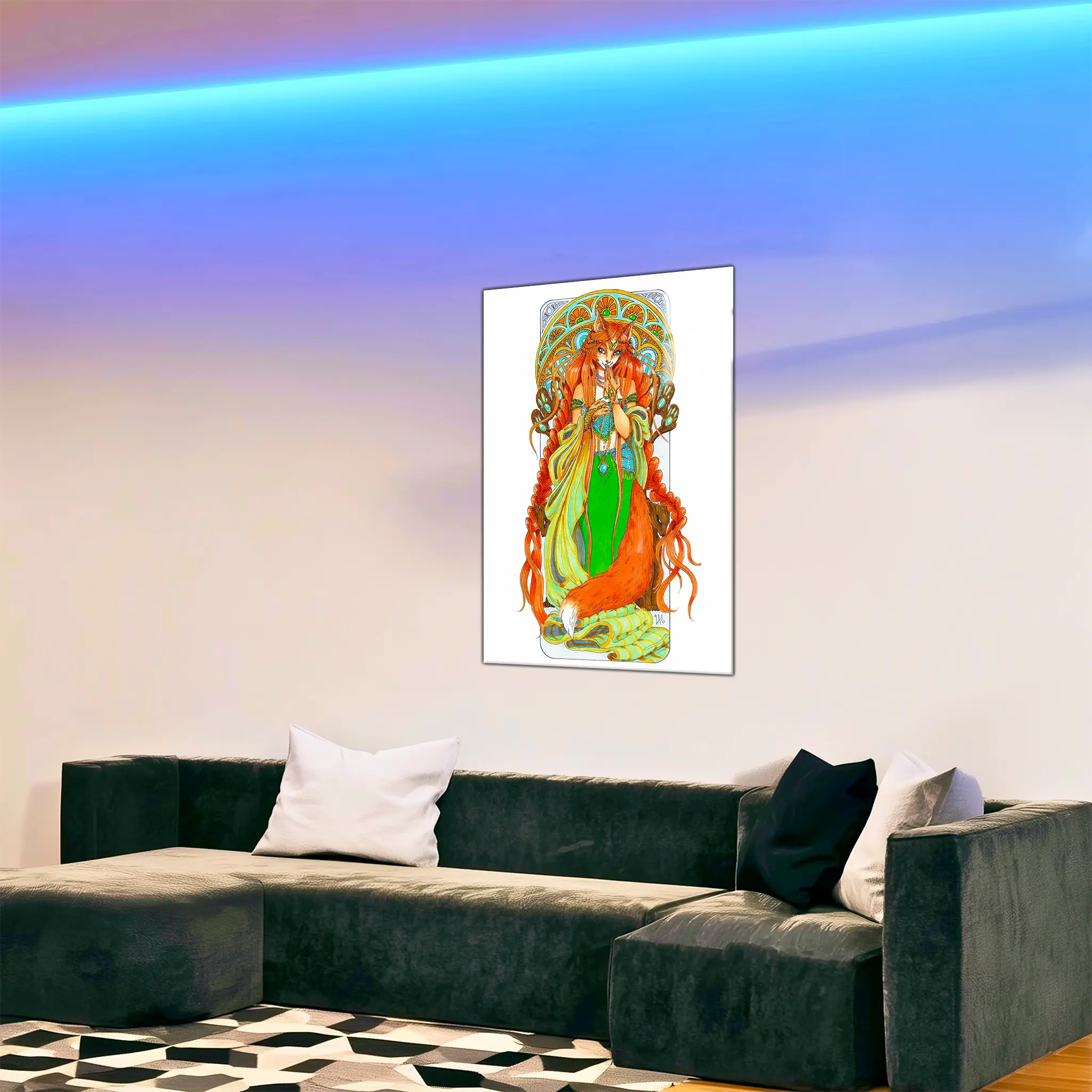tableau-kitsune-la-malicieuse-dans-le-salon | DreamWay