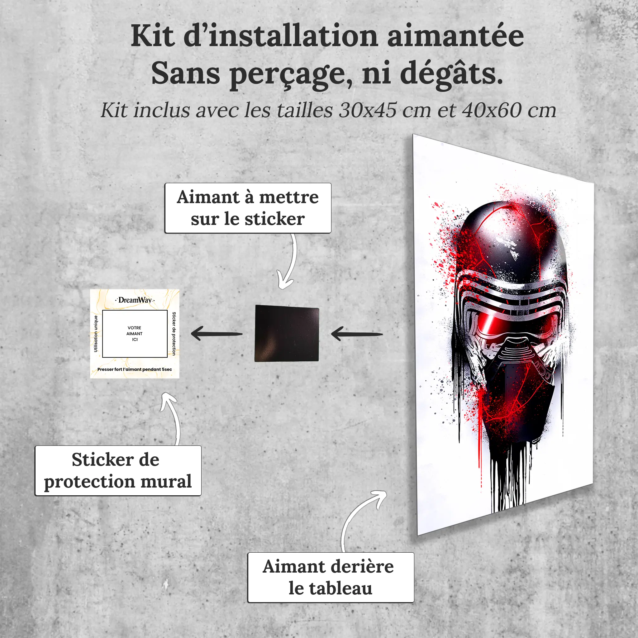 tableau-kylo-ren-casque-avec-installation-aimantee | DreamWay