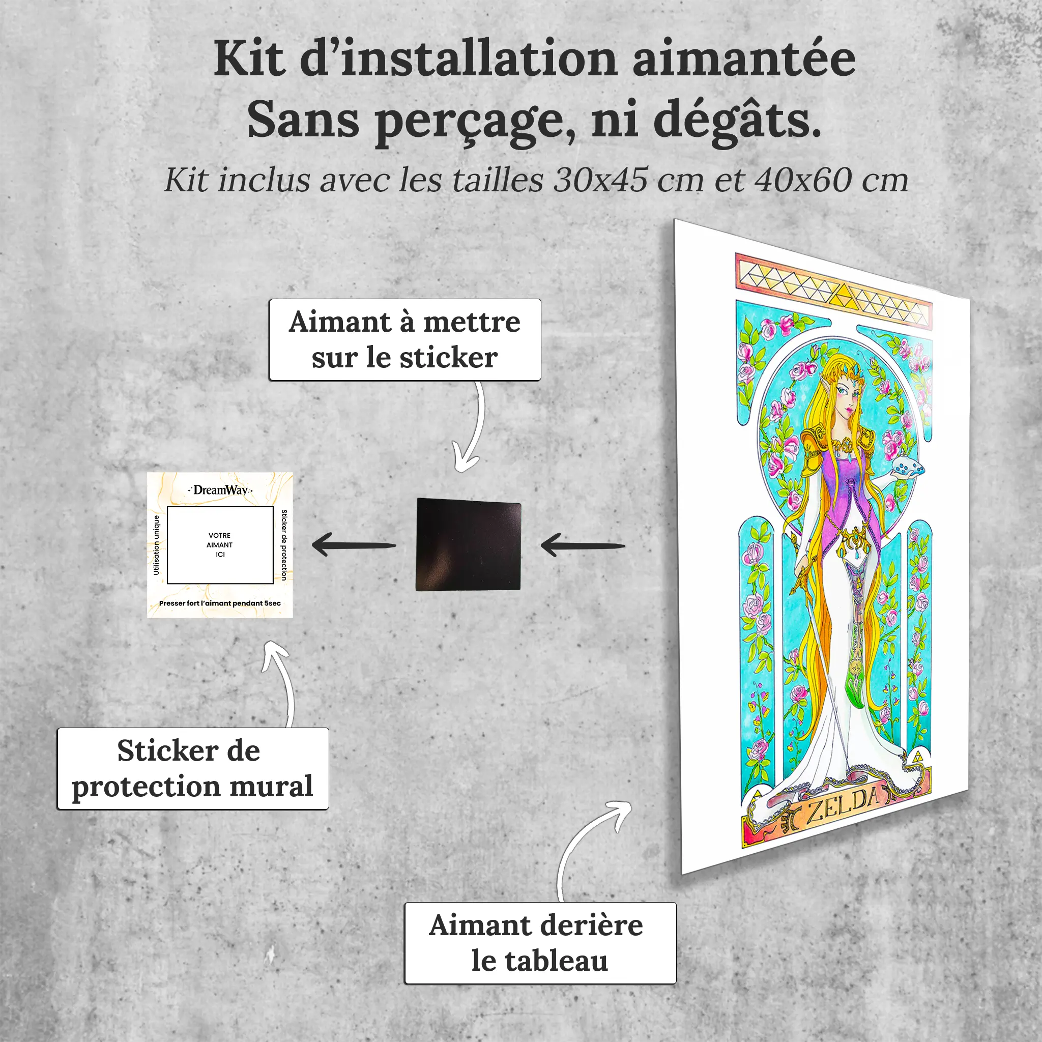 tableau-la-princesse-zelda-avec-installation-aimantee | DreamWay