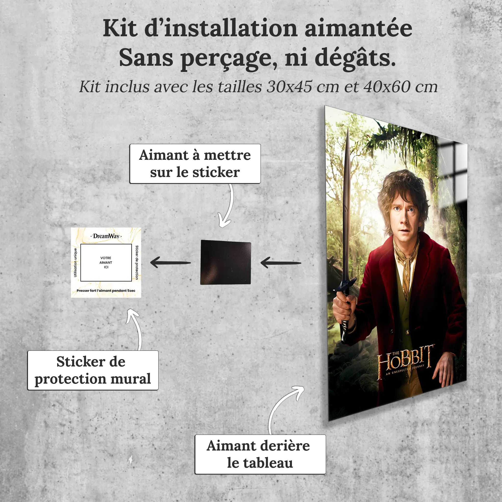 tableau-le-hobbit-bilbon-sacquet-avec-installation-aimantee | DreamWay