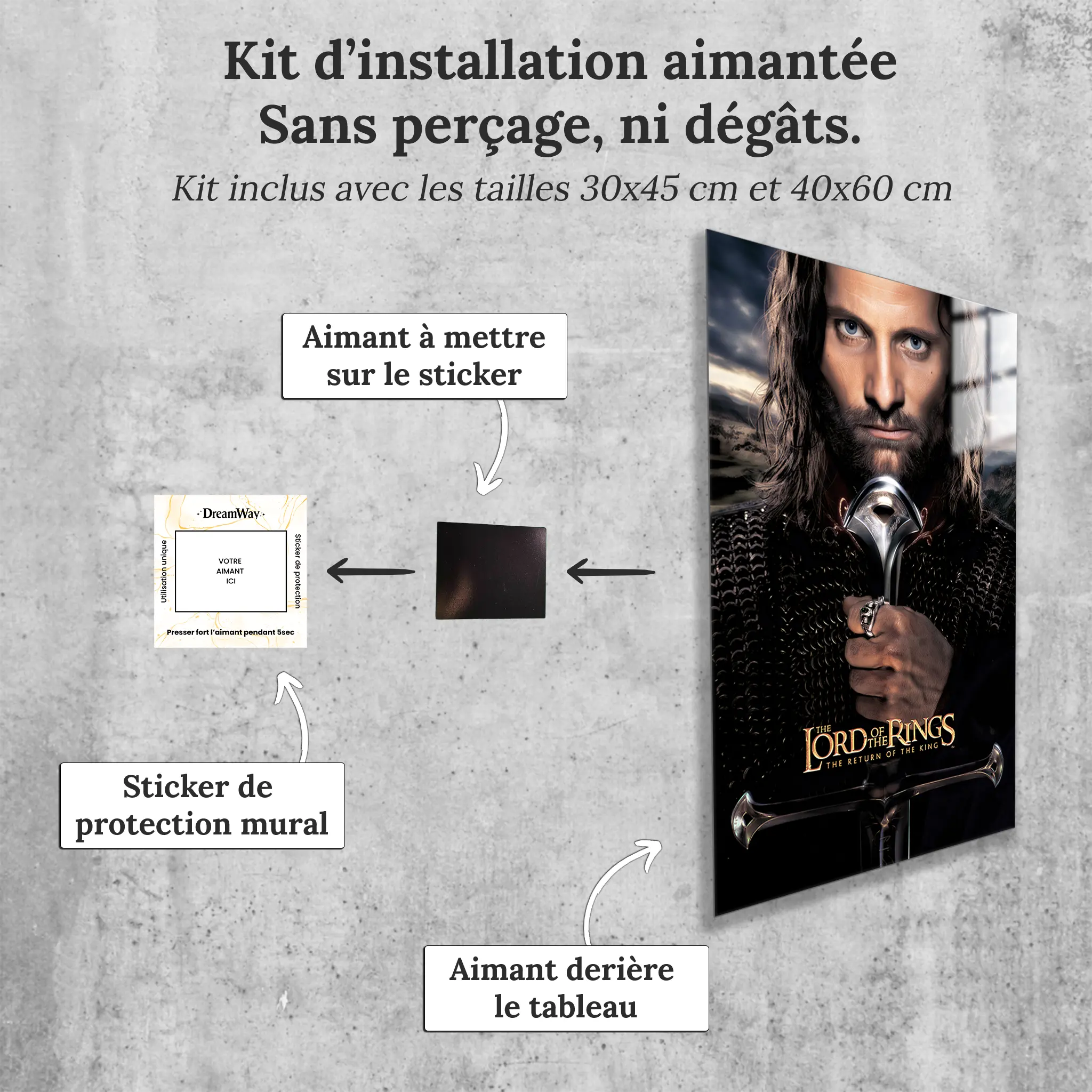 tableau-le-seigneur-des-anneaux-aragorn-avec-installation-aimantee | DreamWay