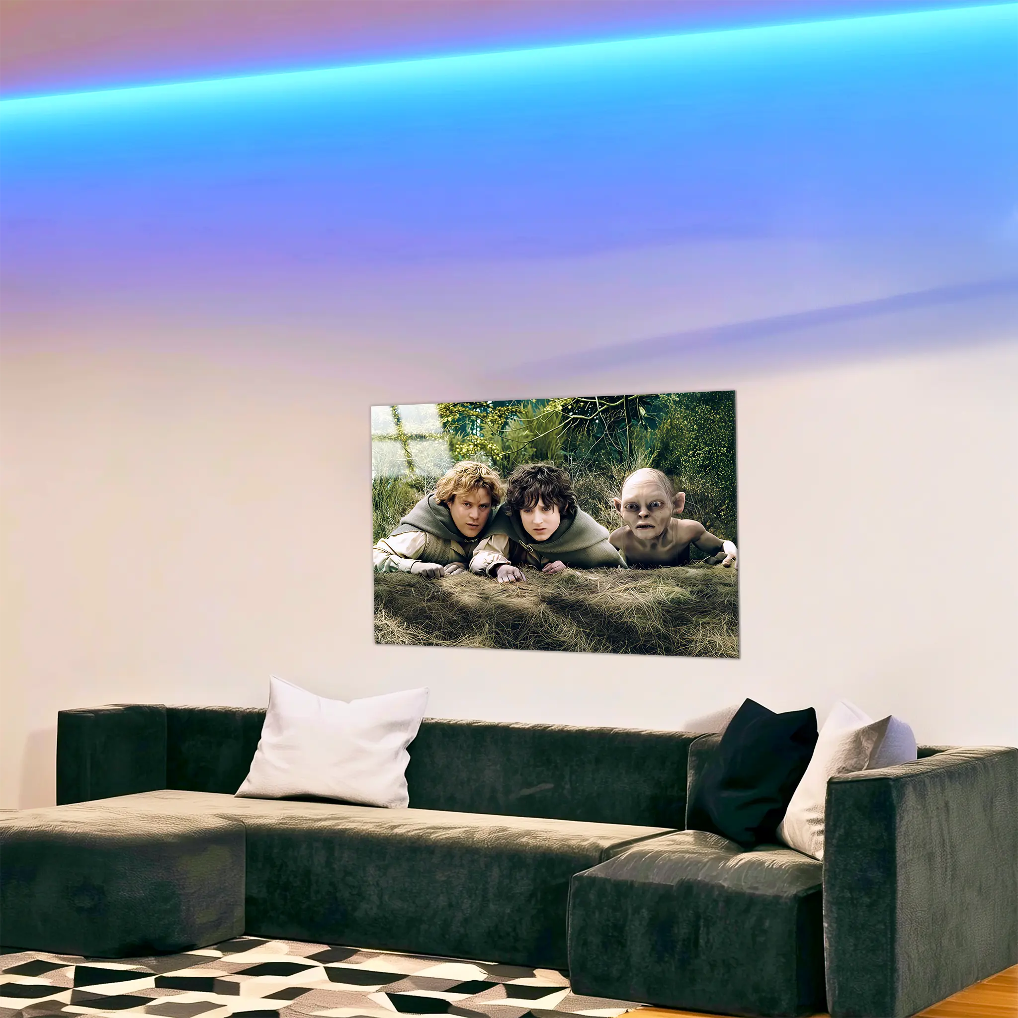 tableau-le-seigneur-des-anneaux-frodon-et-gollum-et-sam-dans-le-salon | DreamWay