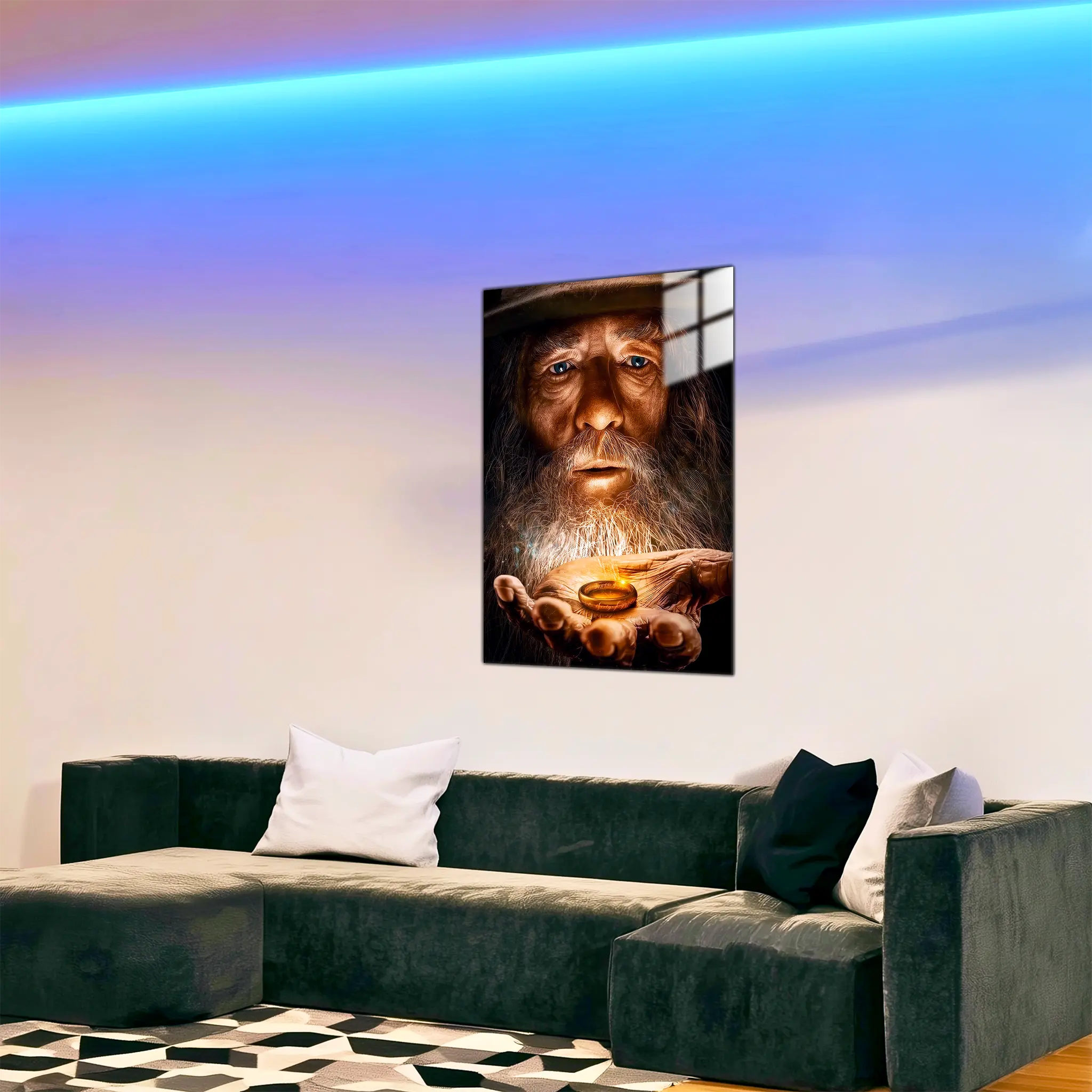 tableau-le-seigneur-des-anneaux-l-anneau-et-gandalf-dans-le-salon | DreamWay