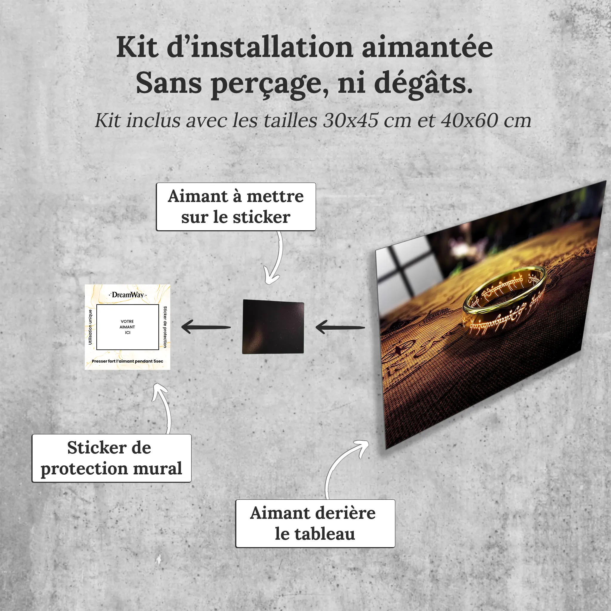 tableau-le-seigneur-des-anneaux-l-anneau-unique-avec-installation-aimantee | DreamWay