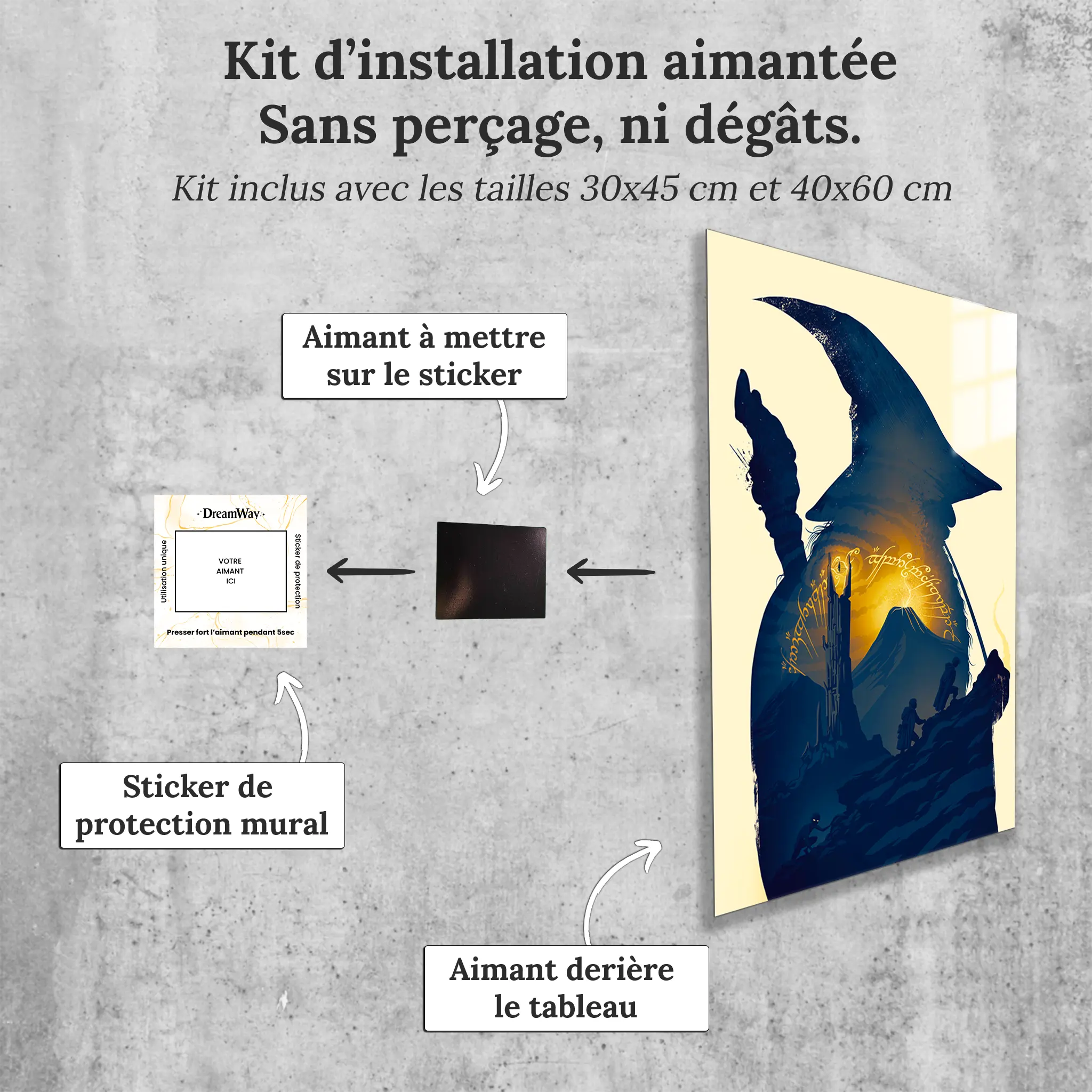 tableau-le-seigneur-des-anneaux-l-aventure-avec-installation-aimantee | DreamWay