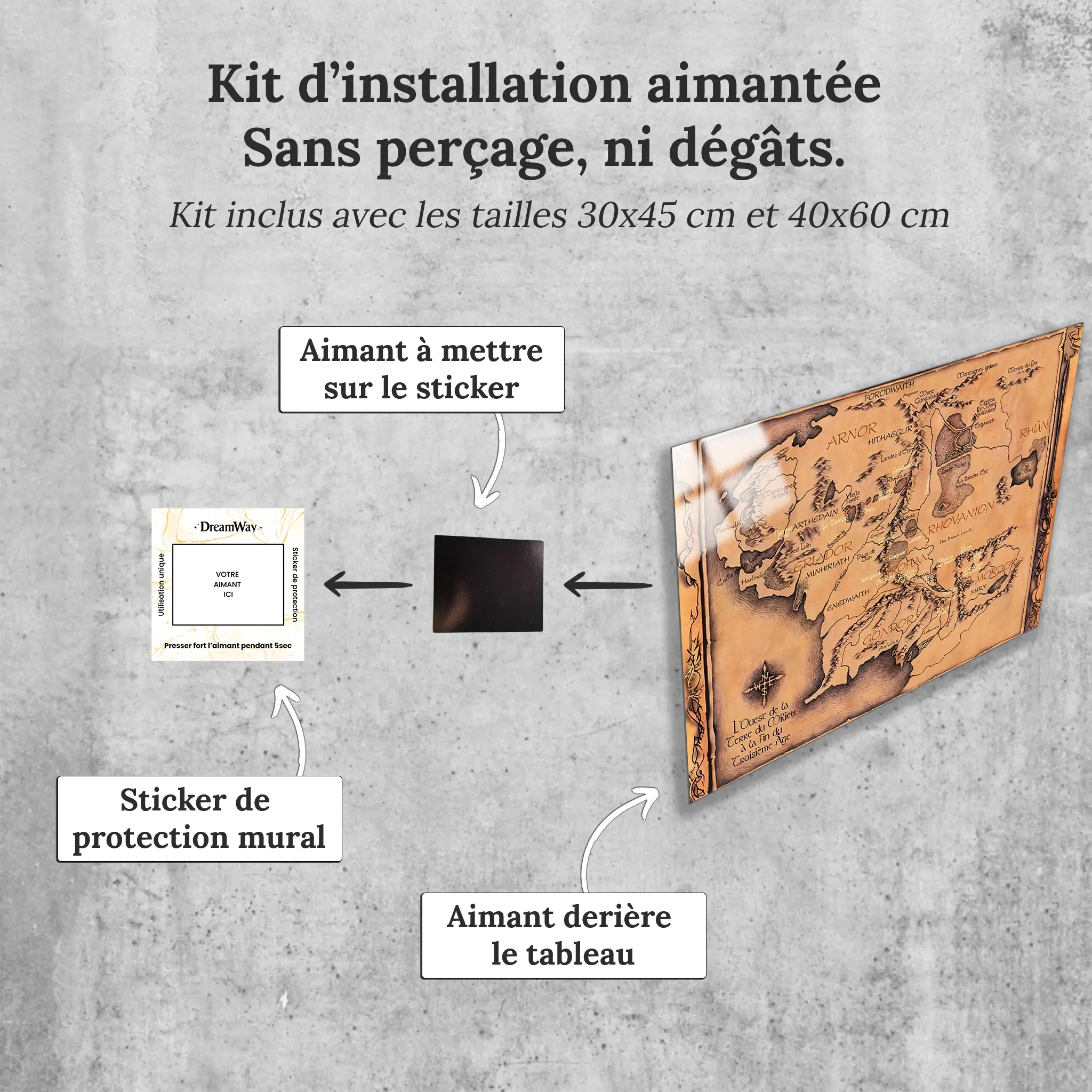 tableau-le-seigneur-des-anneaux-la-carte-avec-installation-aimantee | DreamWay