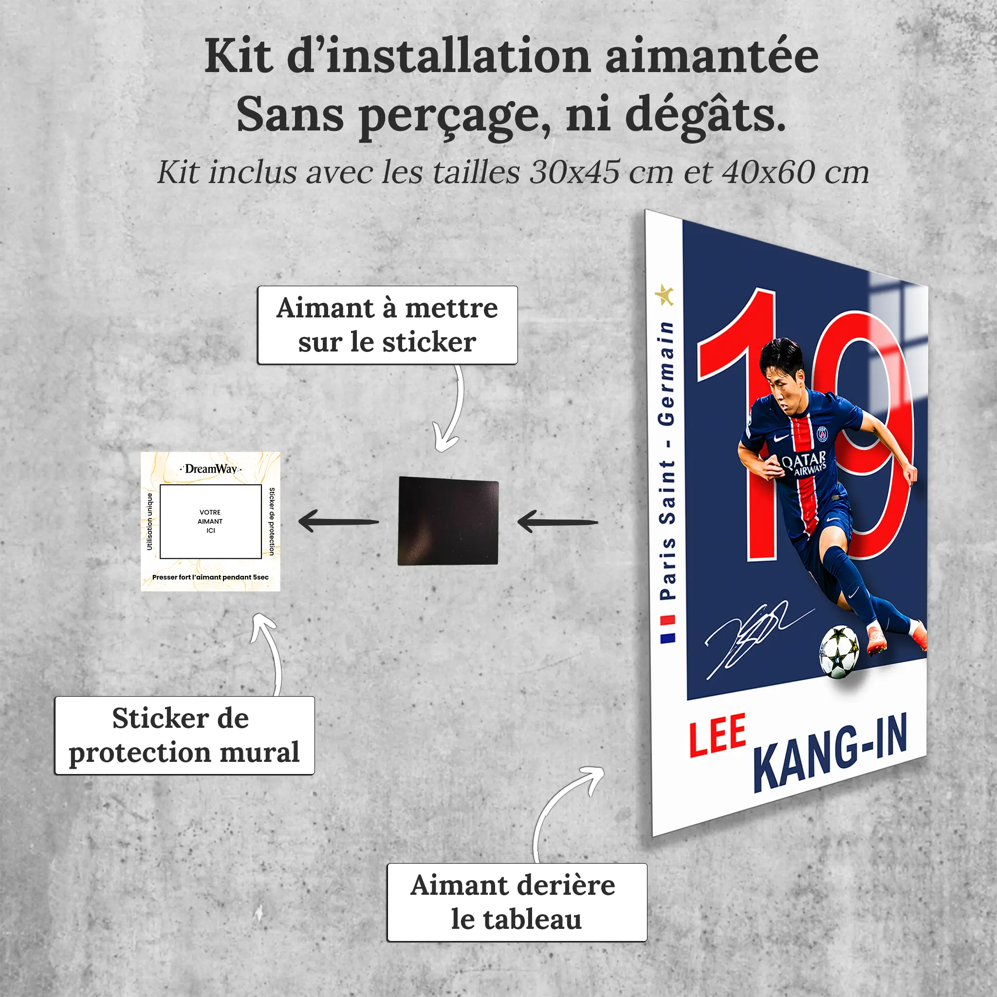 tableau-lee-kang-in-psg-avec-installation-aimantee | DreamWay