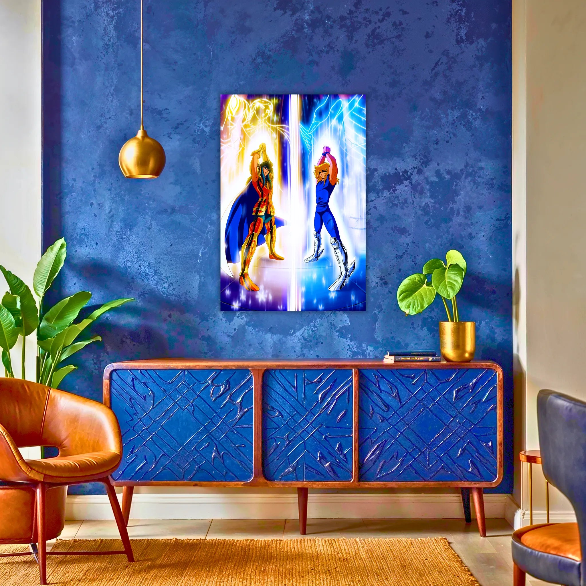 tableau-les-chevaliers-du-zodiaque-bataille-camus-contre-hyoga-au-dessus-au-du-buffet | DreamWay