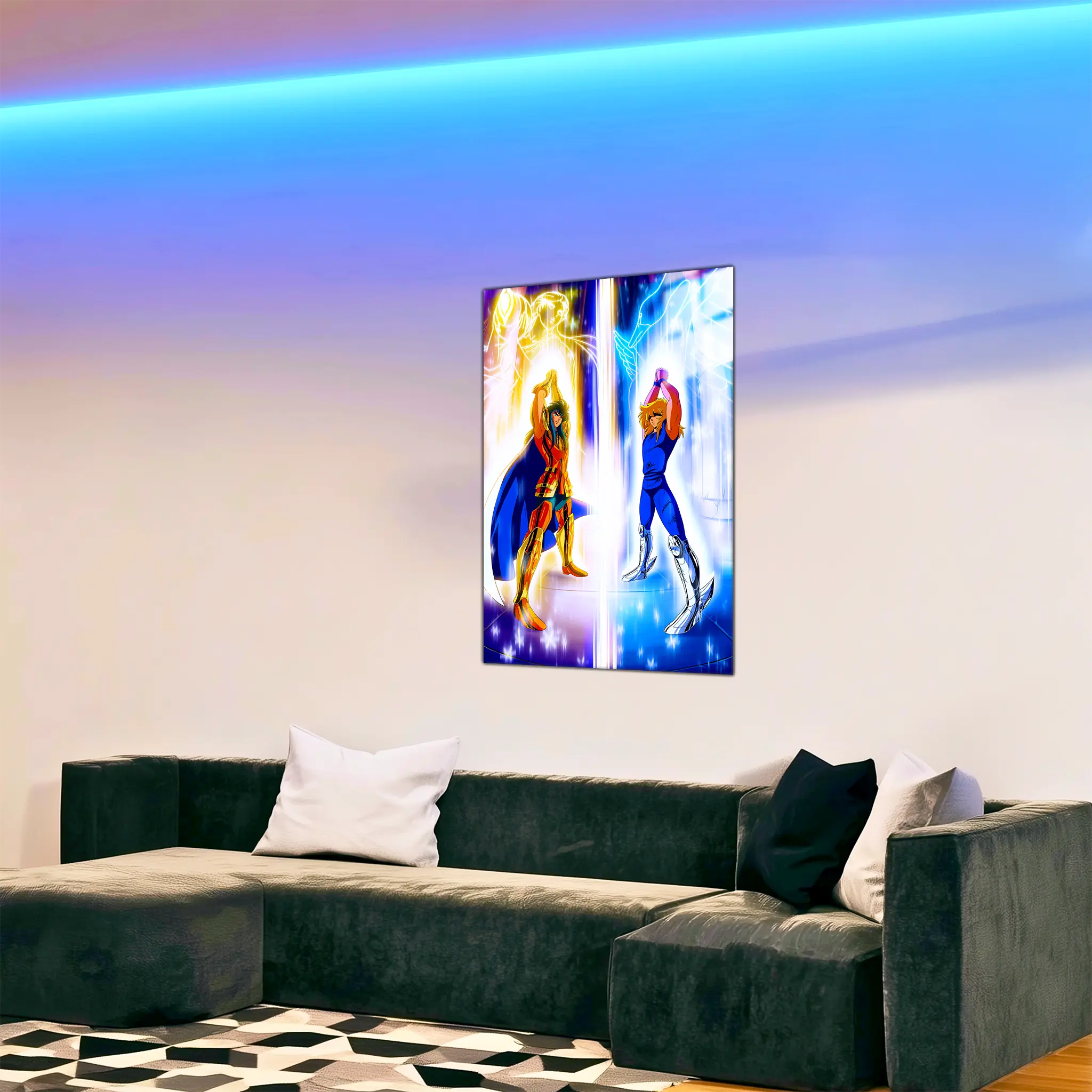 tableau-les-chevaliers-du-zodiaque-bataille-camus-contre-hyoga-dans-le-salon | DreamWay