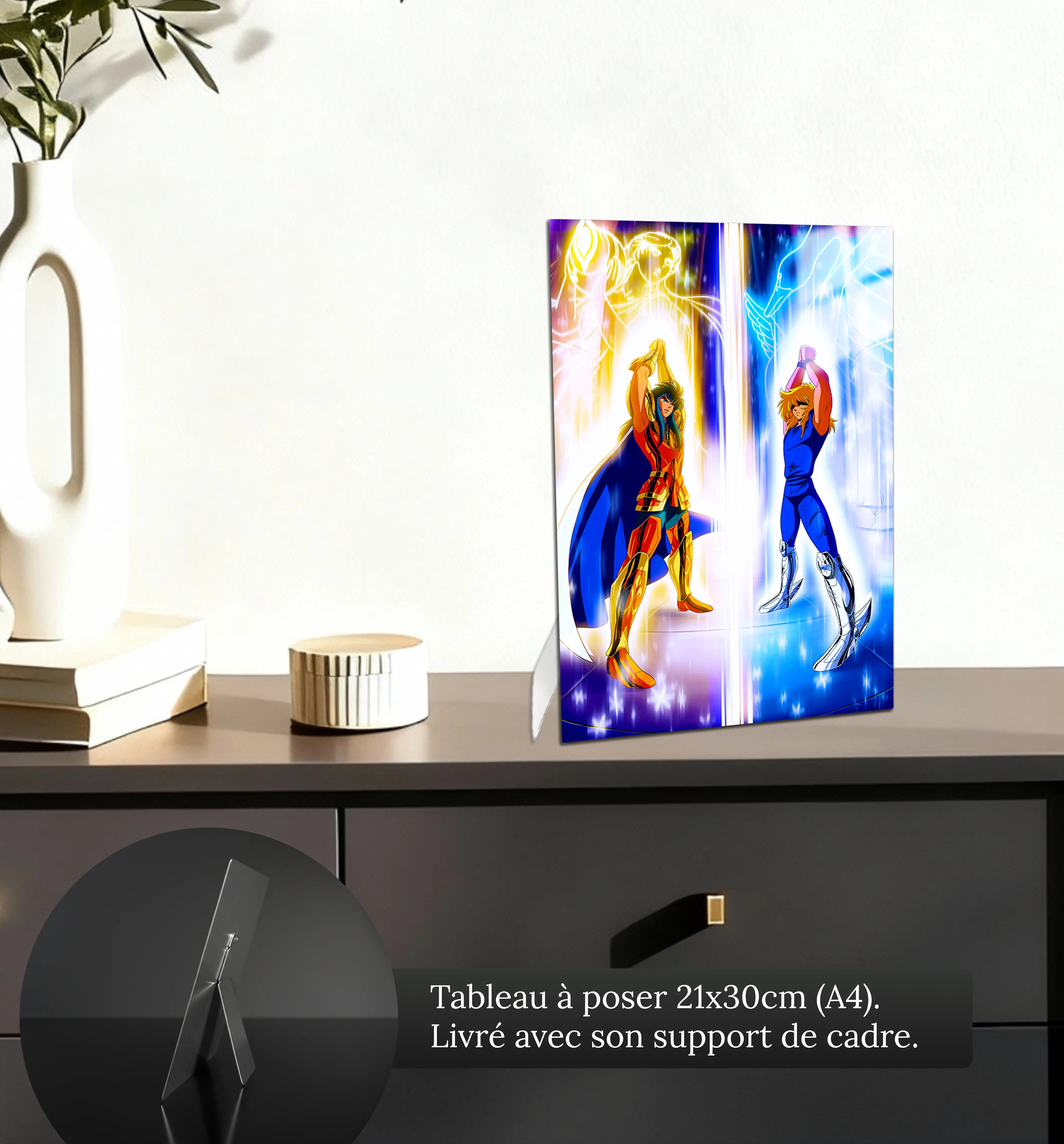 tableau-les-chevaliers-du-zodiaque-bataille-camus-contre-hyoga-petit-format-a-poser-sur-meuble | DreamWay