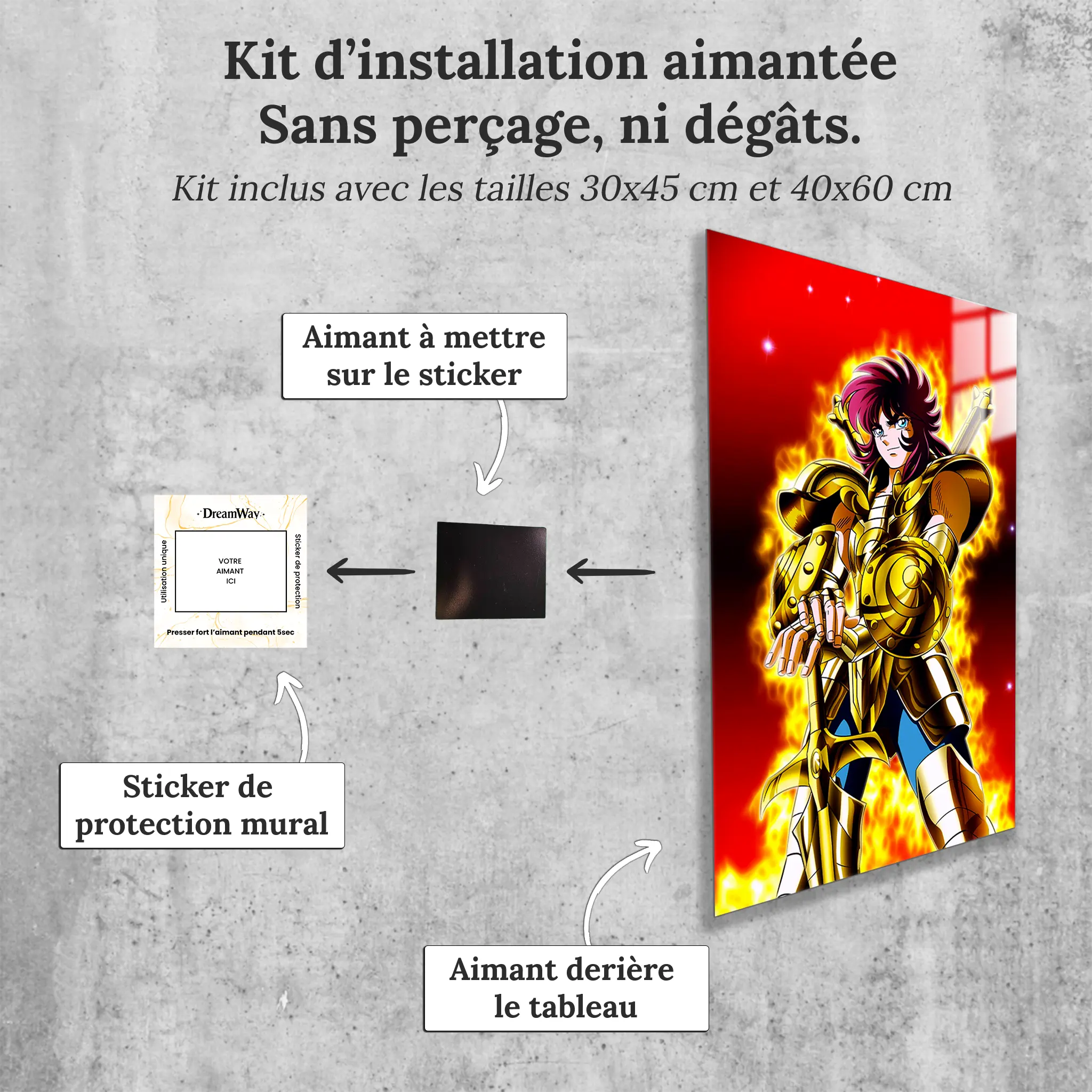 tableau-les-chevaliers-du-zodiaque-dohko-de-la-balance-avec-installation-aimantee | DreamWay