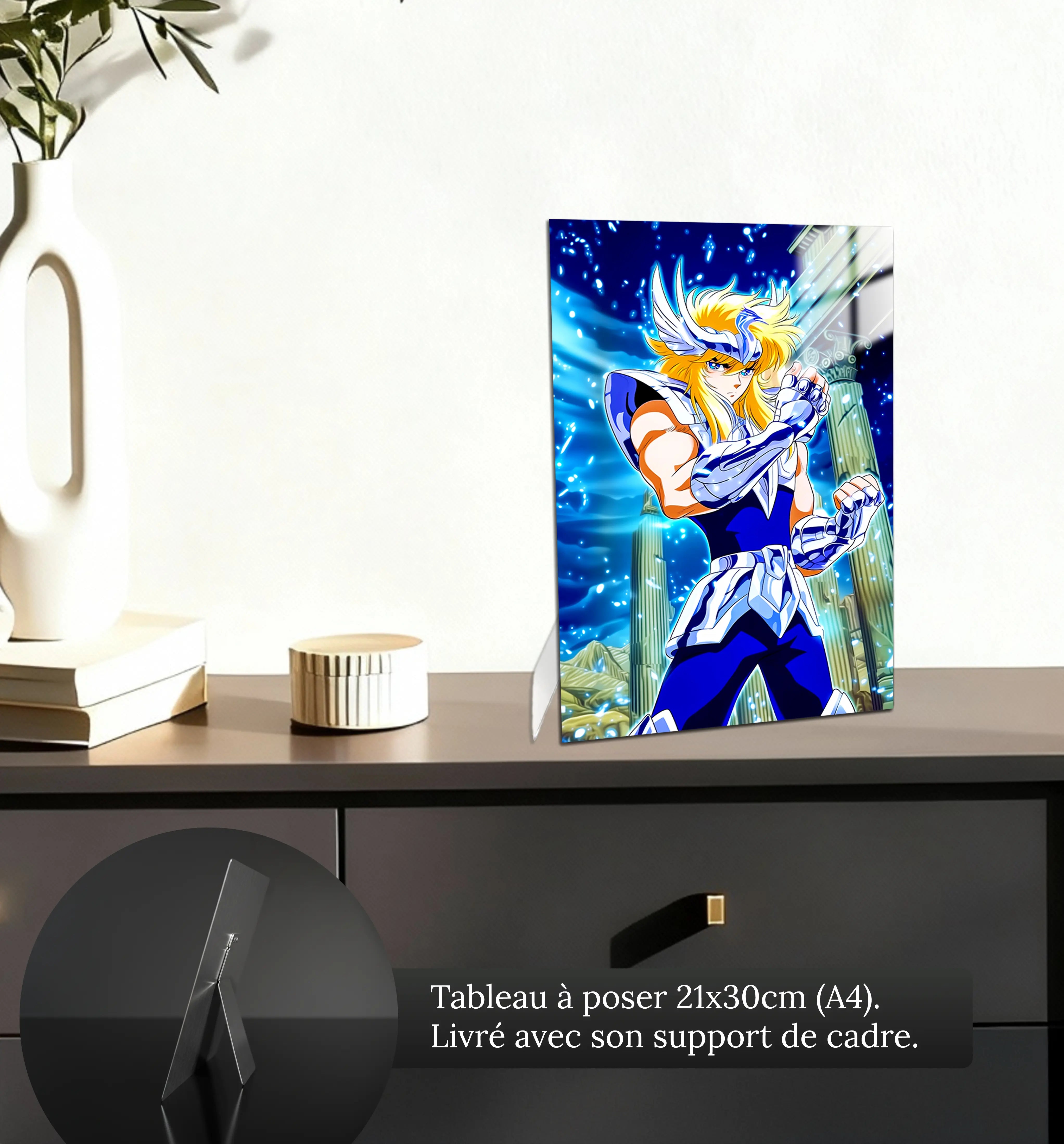 tableau-les-chevaliers-du-zodiaque-hyoga-du-cygne-petit-format-a-poser-sur-meuble | DreamWay